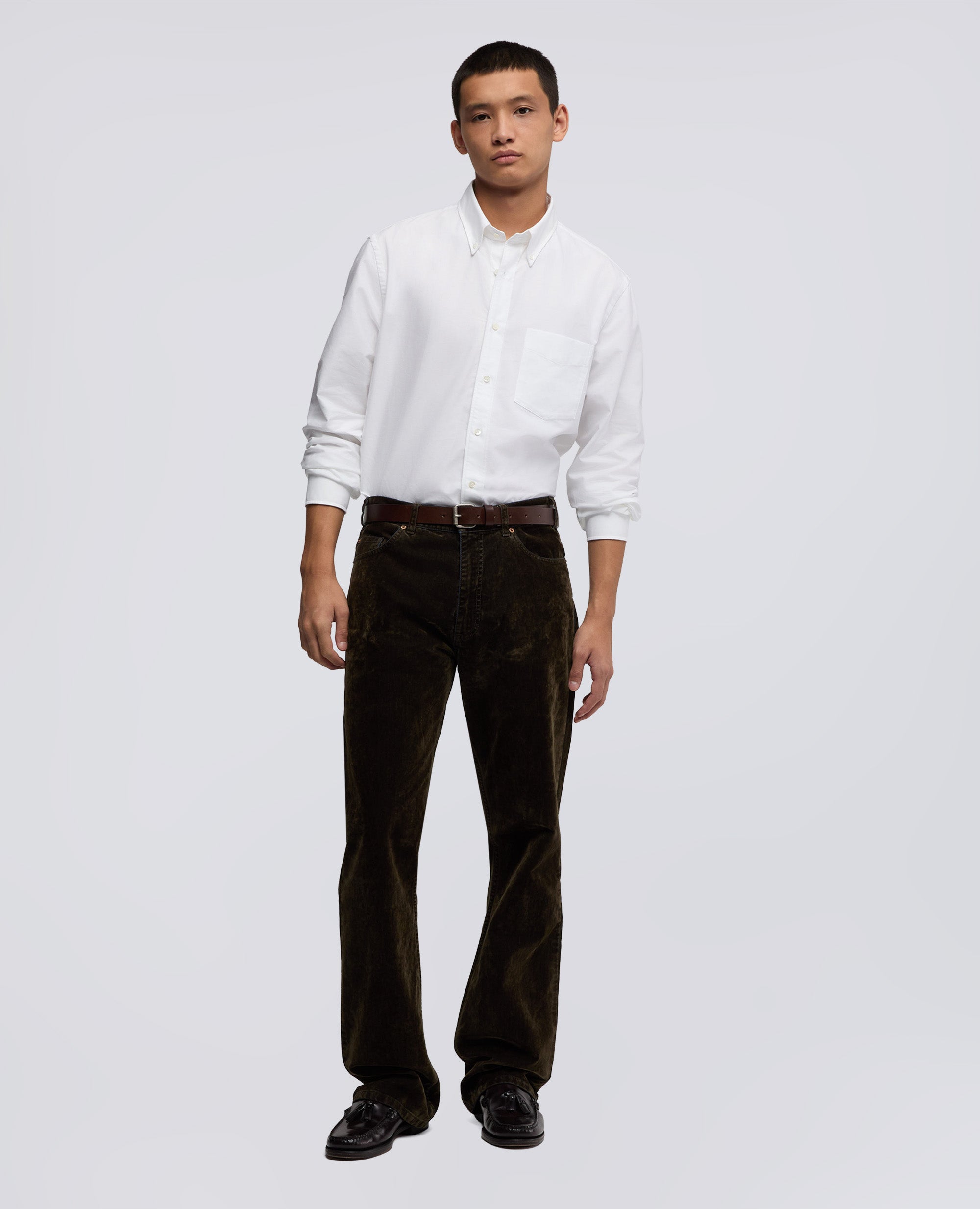 CAMICIA IN COTONE OXFORD CON COLLO BUTTON DOWN-BIANCO-WHITE-BLANCO-WEISS-BLANC