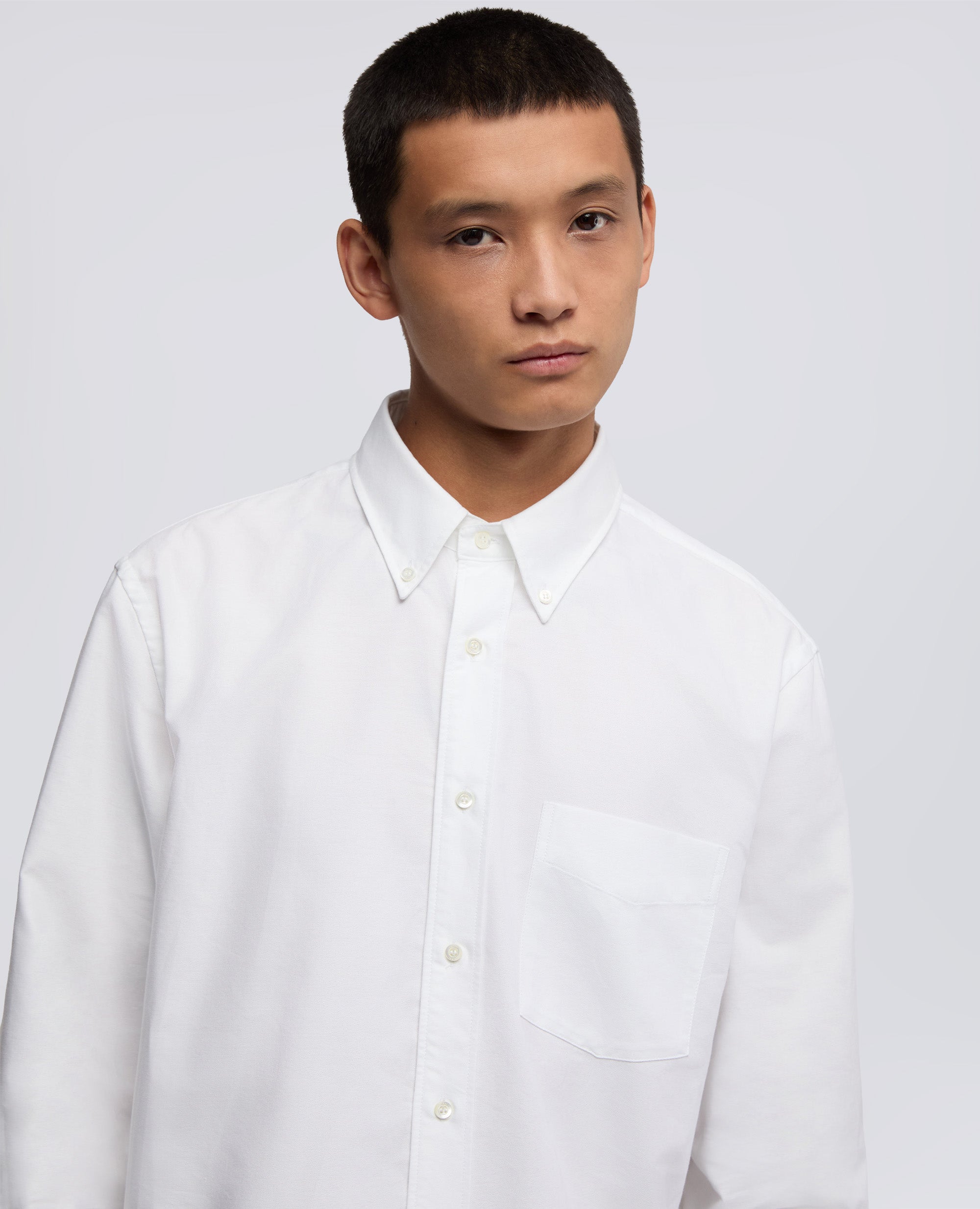 CAMICIA IN COTONE OXFORD CON COLLO BUTTON DOWN-BIANCO-WHITE-BLANCO-WEISS-BLANC