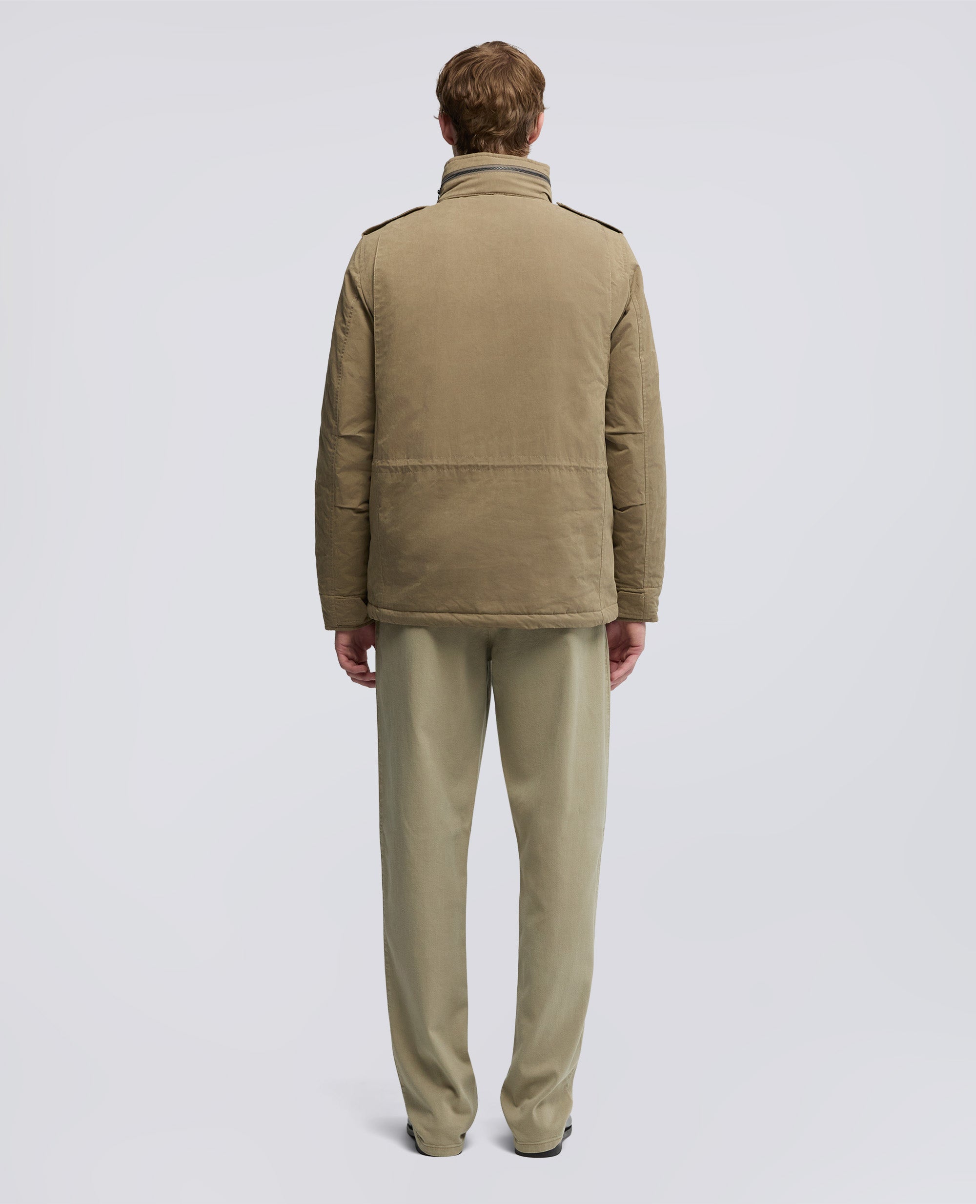 MINI FIELD JACKET COT IN TELA DI MISTO COTONE-TORTORA-DOVE GREY-T¢RTOLA-TAUBENGRAU-TOURTERELLE