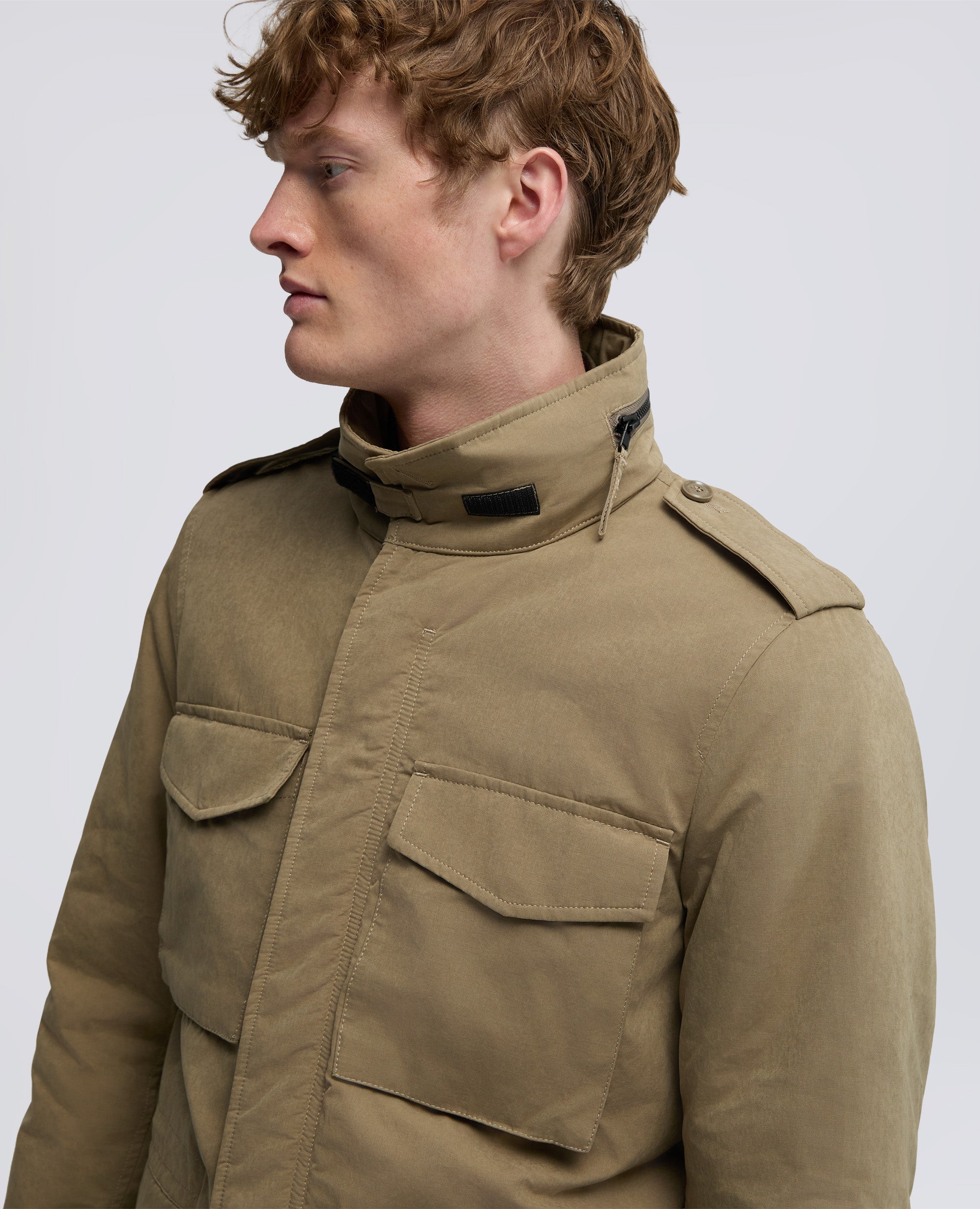 MINI FIELD JACKET COT IN TELA DI MISTO COTONE-TORTORA-DOVE GREY-T¢RTOLA-TAUBENGRAU-TOURTERELLE