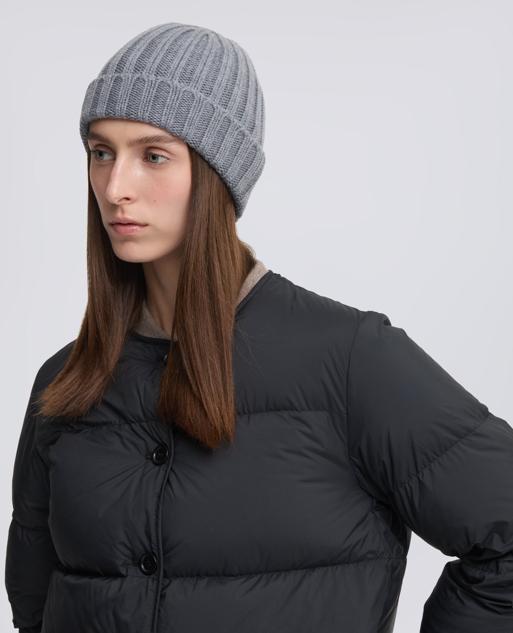 BONNET EN LAINE COTELEE - GRIS - ASPESI
