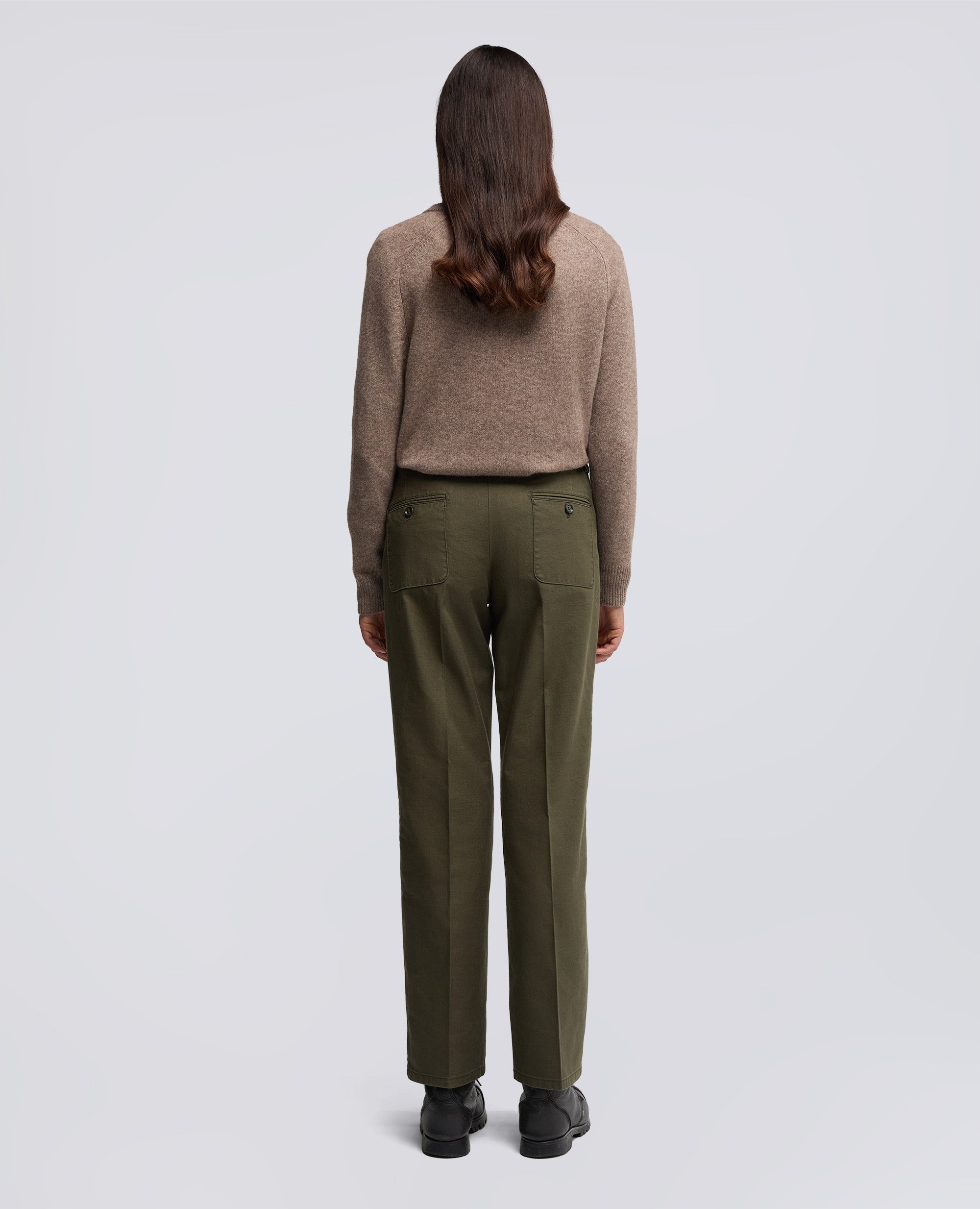 PANTALONE IN GABARDINA DI COTONE CON PINCES-MILITARE-MILITARY-MILITAR-MILITAR-MILITAIRE