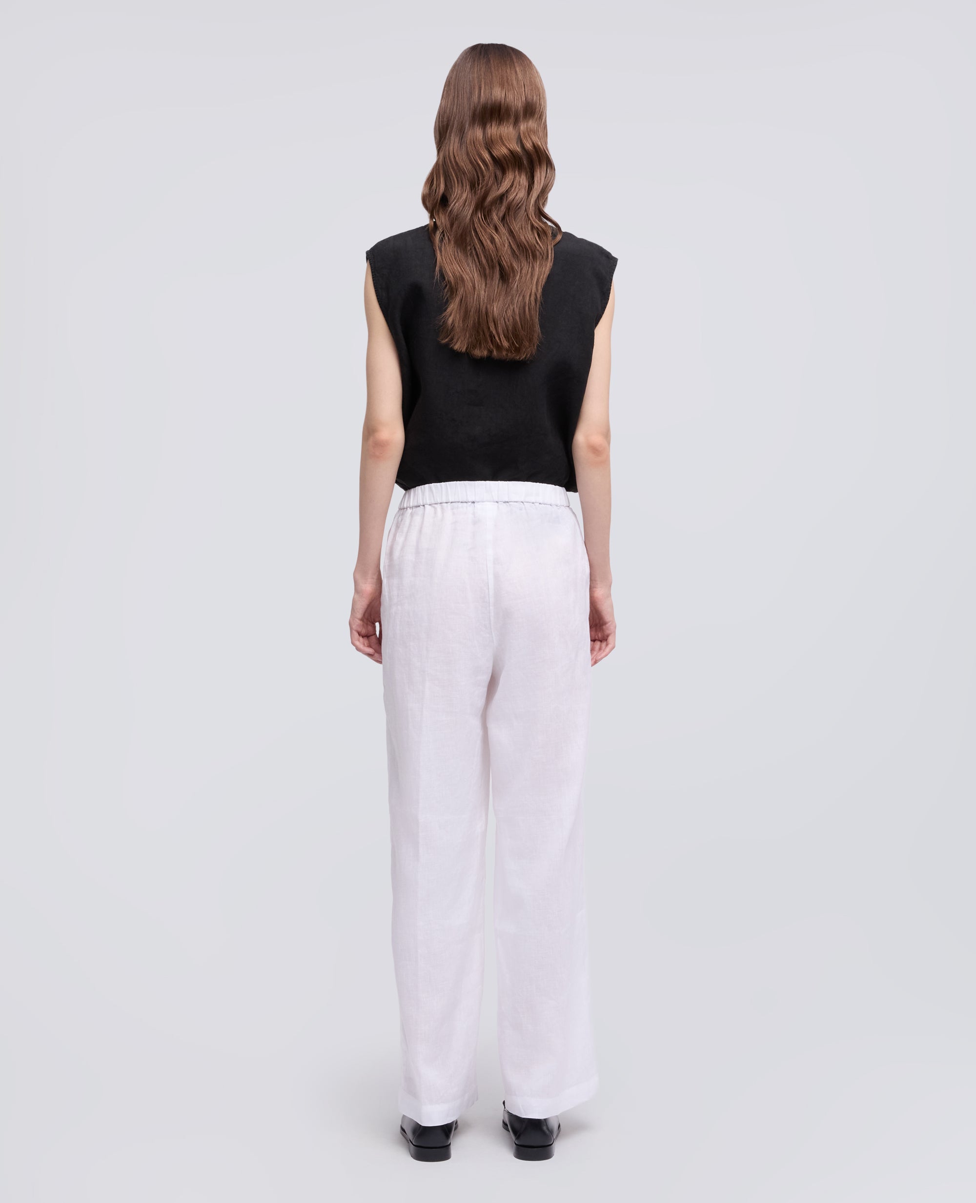PANTALONE IN LINO-BIANCO-WHITE-BLANCO-WEISS-BLANC