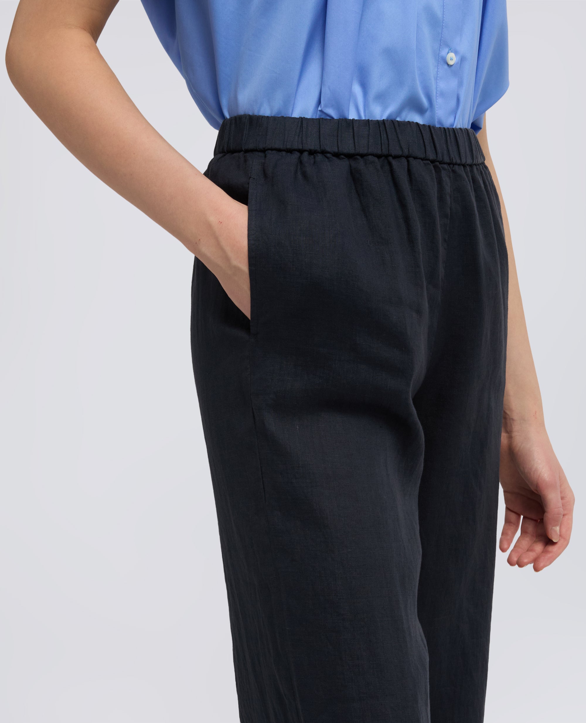 PANTALONE IN LINO-NAVY-NAVY-AZUL MARINO-NAVY-NAVY