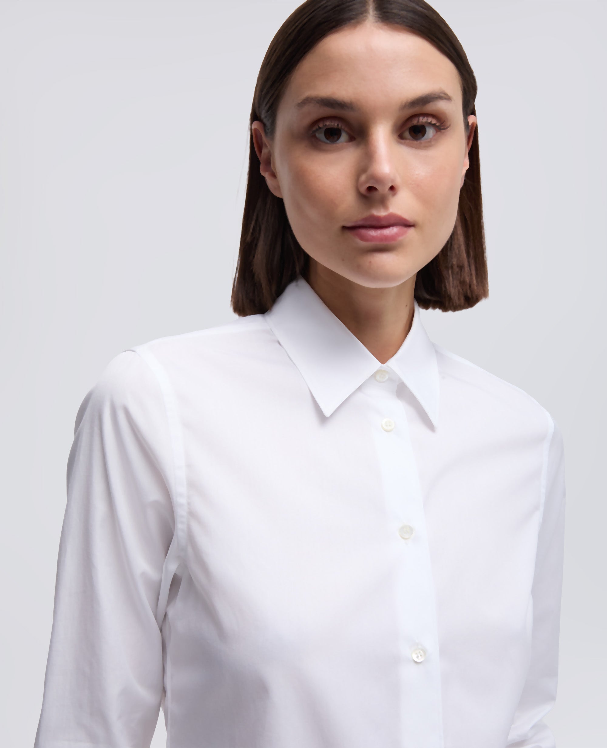 CAMICIA IN POPELINE DI COTONE-BIANCO-WHITE-BLANCO-WEISS-BLANC