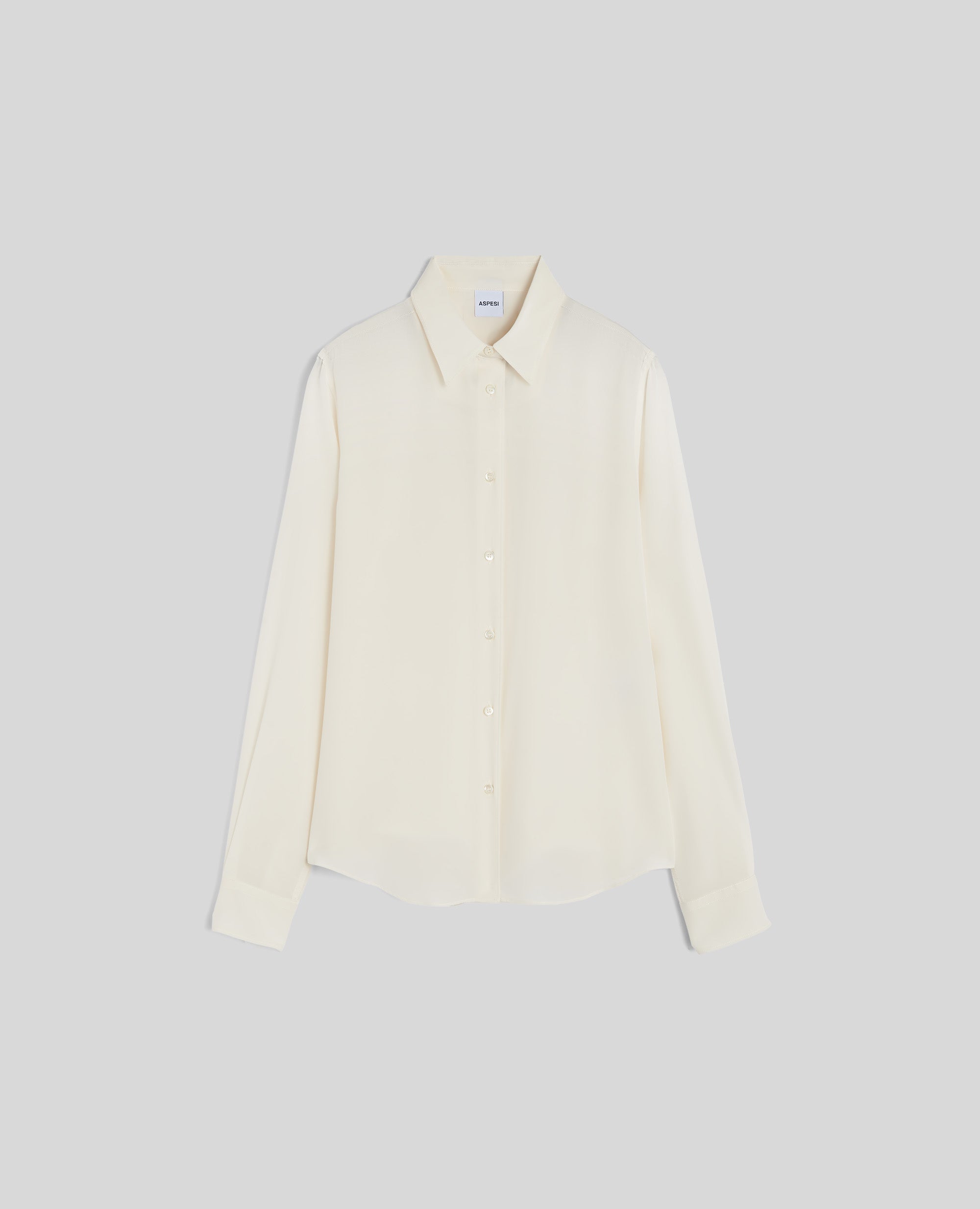 CAMICIA SLIM IN CREPE DE CHINE DI SETA-NATURALE-NATURAL-NATURAL-NATURLICH-NATUREL