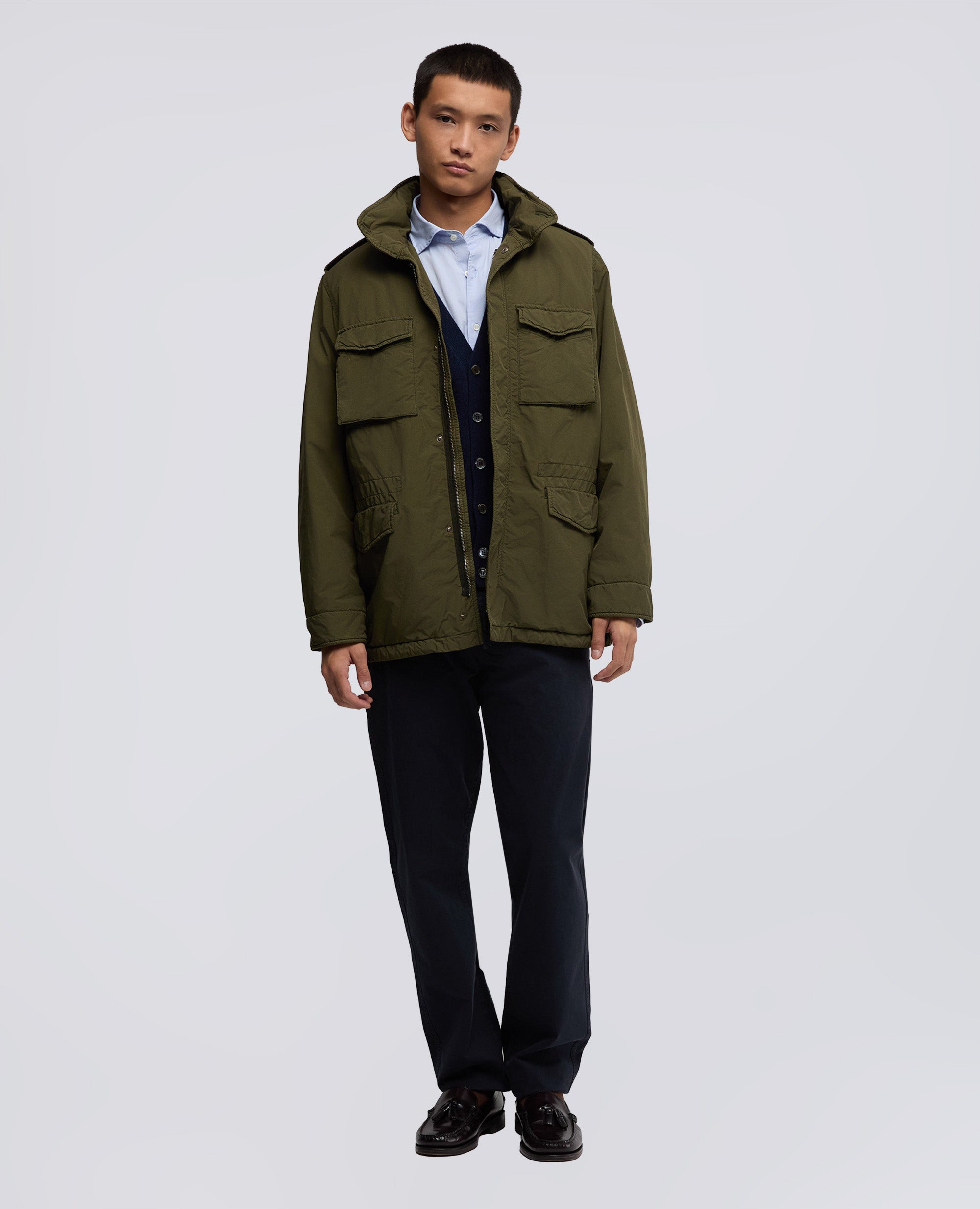 FIELD JACKET NEW CAMP IN NYLON TINTO CAPO-MILITARE-MILITARY-MILITAR-MILITAR-MILITAIRE
