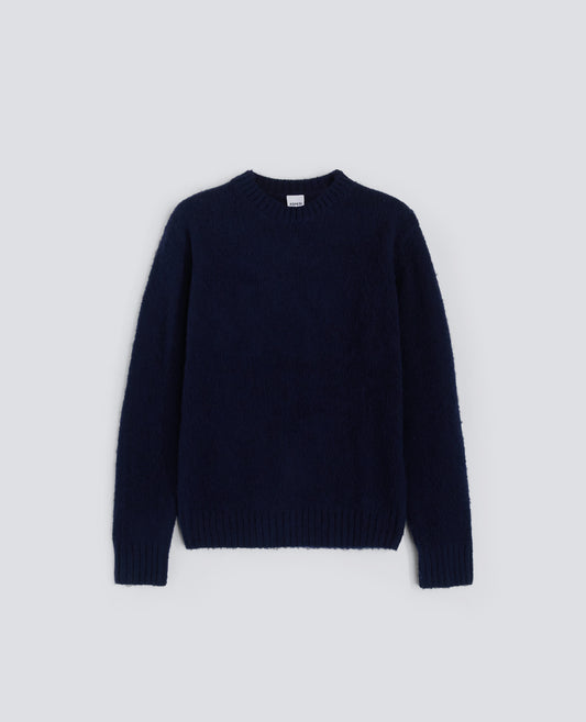 MAGLIA GIROCOLLO IN LANA GARZATA-NAVY-NAVY-AZUL MARINO-NAVY-NAVY