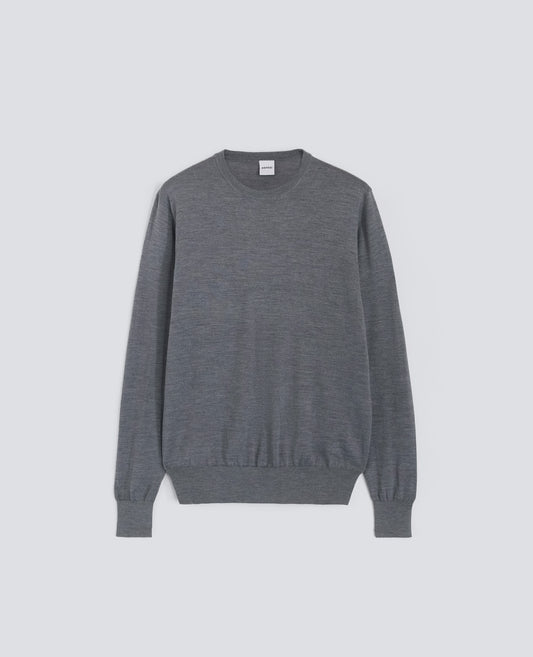 MAGLIA GIROCOLLO IN LANA RASATA-GRIGIO-GREY-GRIS-GRAU-GRIS