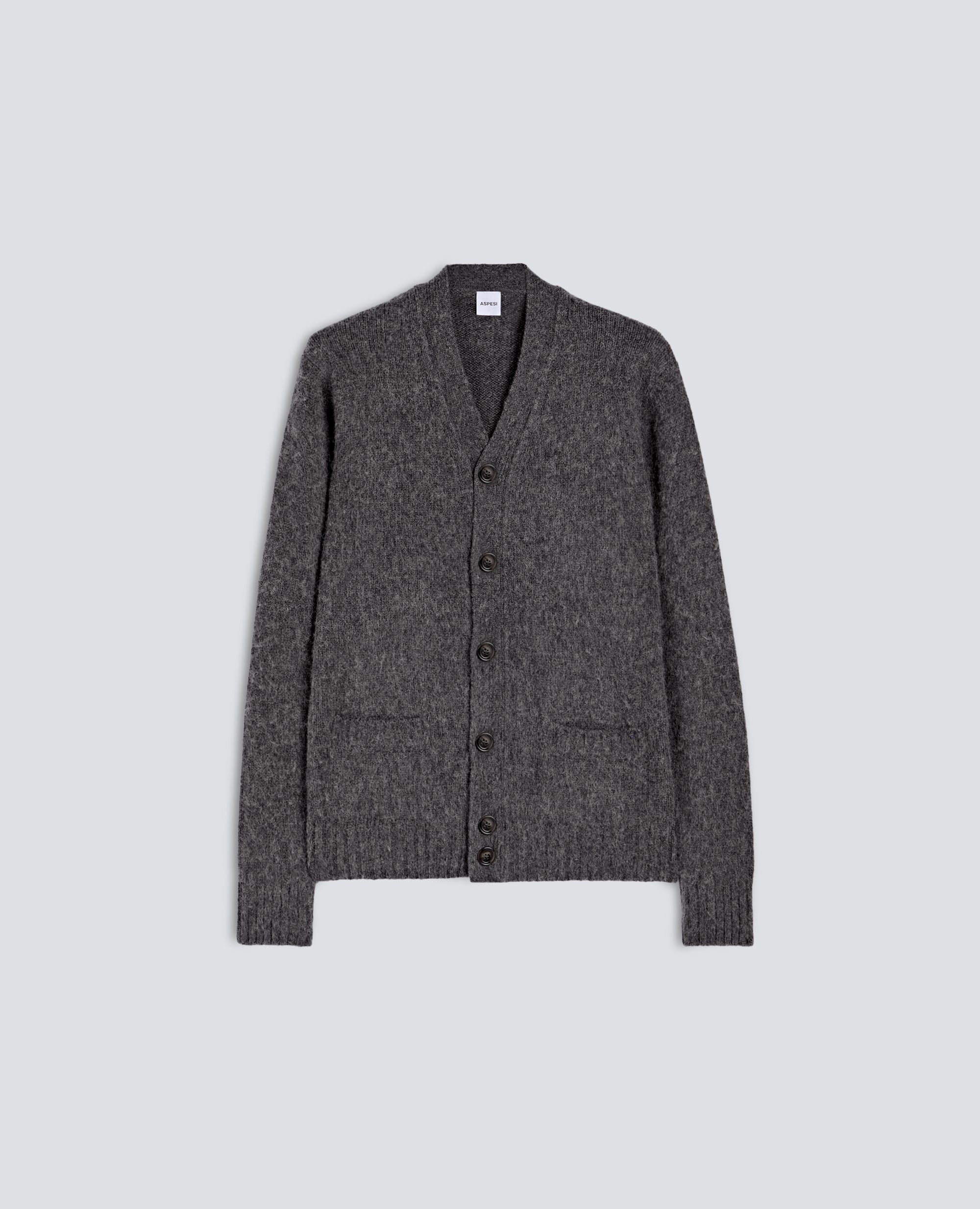 CARDIGAN EN LAINE DES SHETLAND - GRIS - ASPESI
