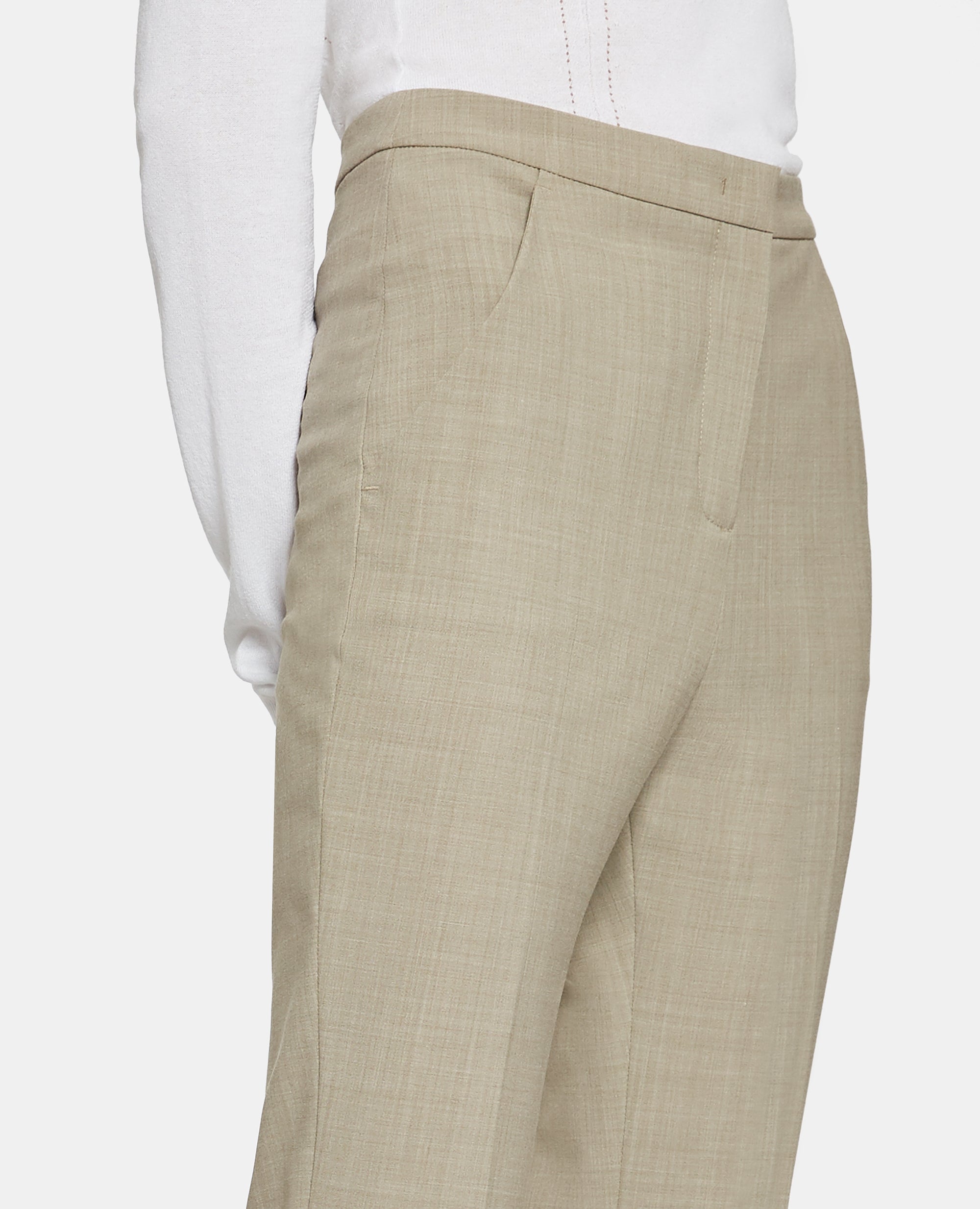 PANTALONE IN TELA DI LANA-BEIGE-BEIGE-BEIS-BEIGE-BEIGE