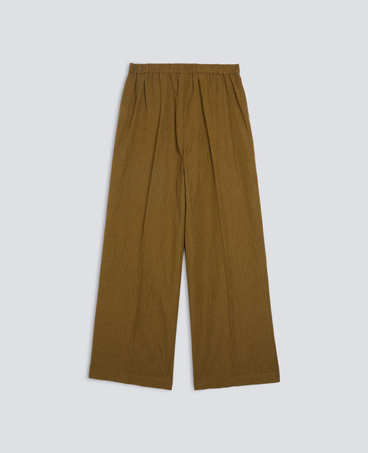 PANTALONE IN MICRO CHECK COTONE LINO-MILITARE-MILITARY-MILITAR-MILITAR-MILITAIRE