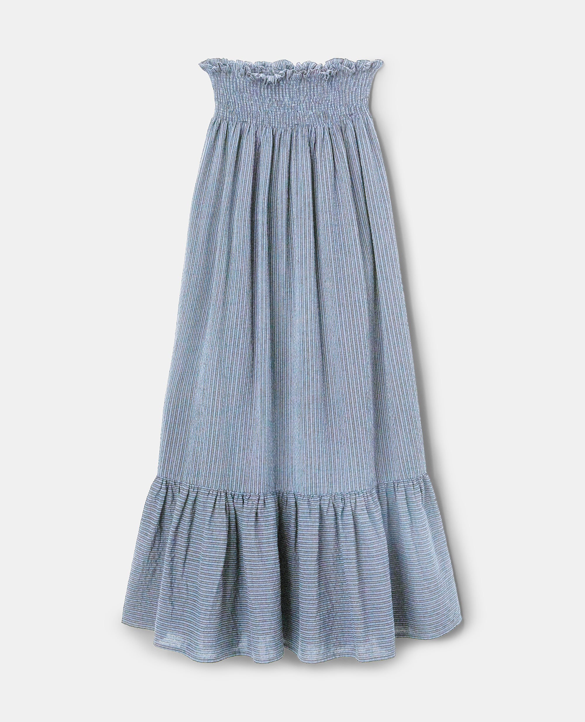 GONNA IN SEERSUCKER LEGGERO COTONE-RIGA AZZURRO-LIGHT BLUE, STRIPED-RAYA AZUL CLARO-BLAUER STREIFEN-RAYURE BLEU CIEL