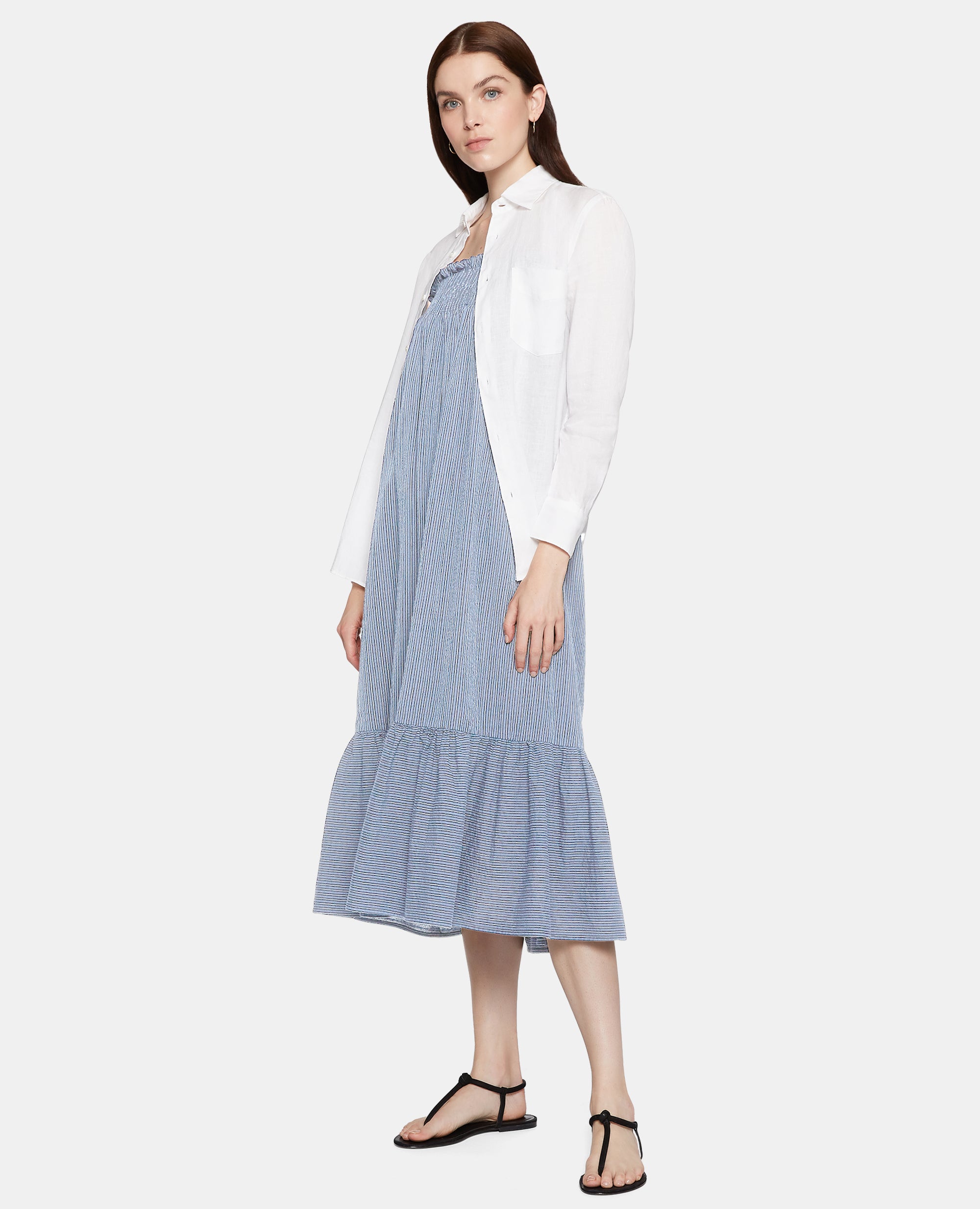 GONNA IN SEERSUCKER LEGGERO COTONE-RIGA AZZURRO-LIGHT BLUE, STRIPED-RAYA AZUL CLARO-BLAUER STREIFEN-RAYURE BLEU CIEL