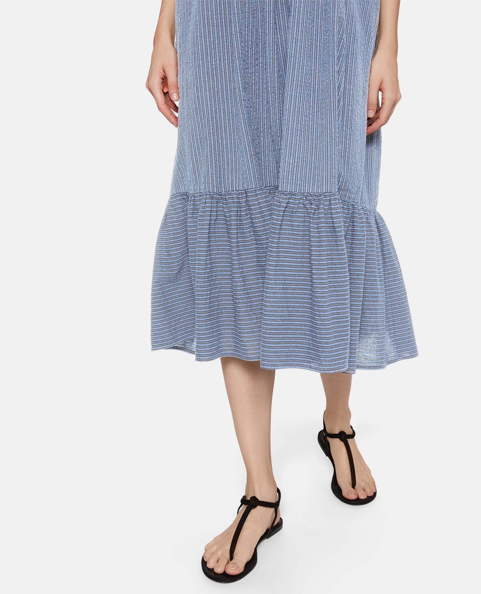 GONNA IN SEERSUCKER LEGGERO COTONE-RIGA AZZURRO-LIGHT BLUE, STRIPED-RAYA AZUL CLARO-BLAUER STREIFEN-RAYURE BLEU CIEL