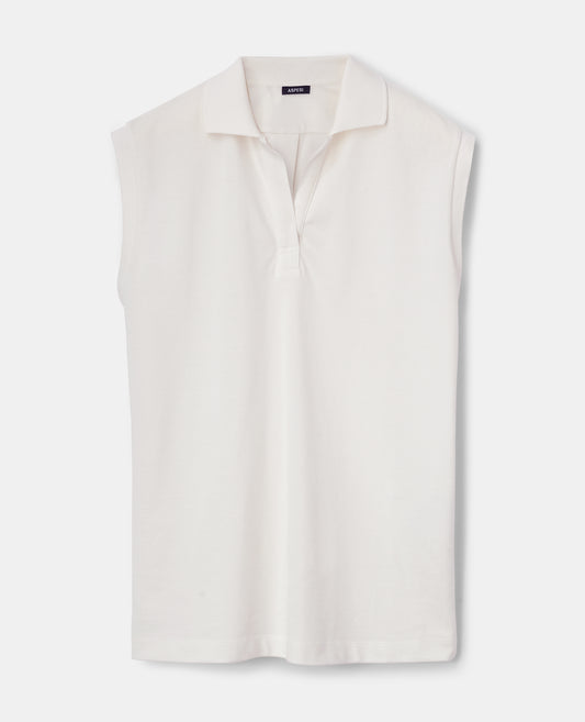 POLO SMANICATA IN JERSEY IN COTONE PIQUET-NATURALE-NATURAL-NATURAL-NATURLICH-NATUREL