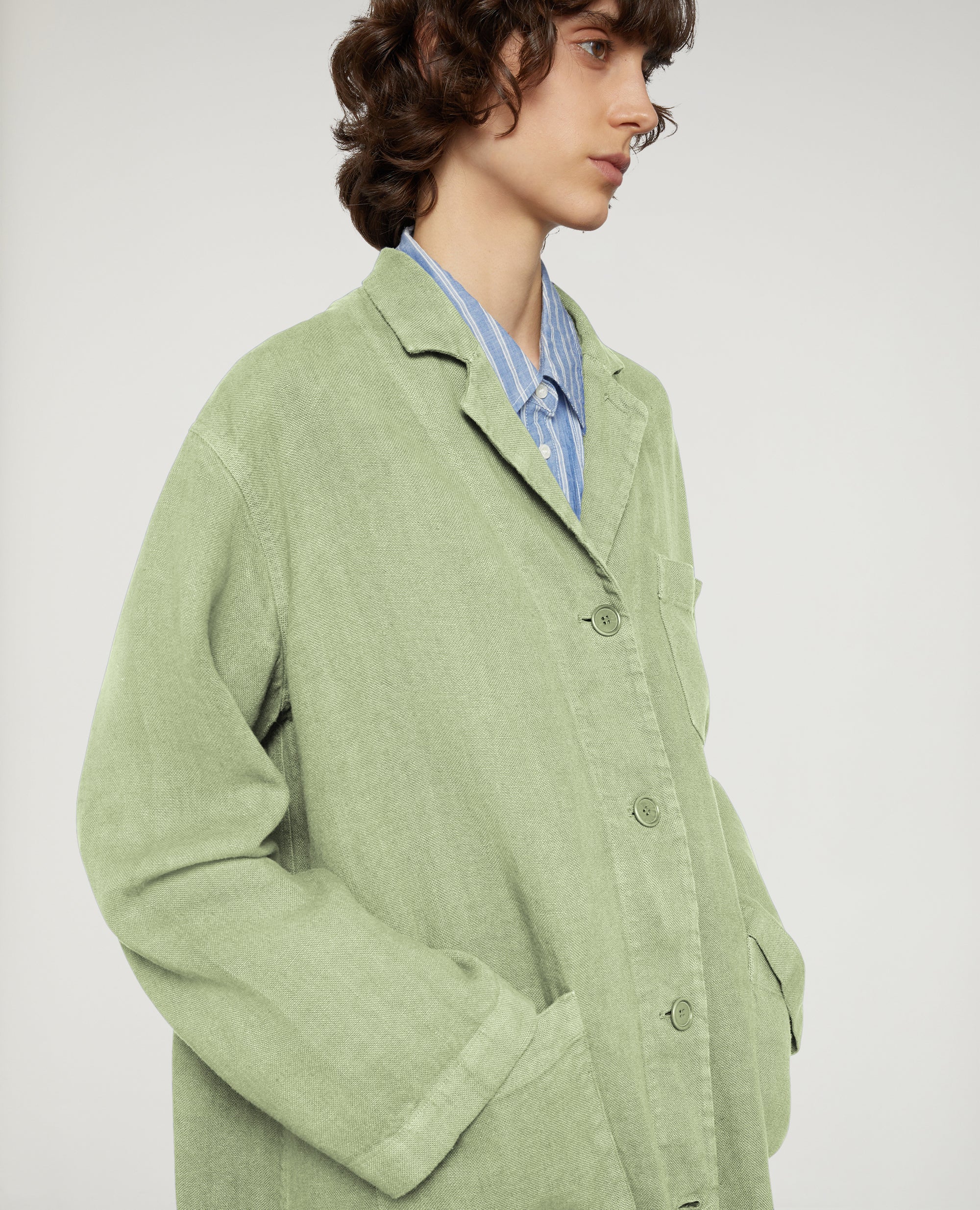 SOPRABITO IN CANVAS DI LINO TINTO CAPO-MENTA-MINT-MENTA-MENTA-MENTA