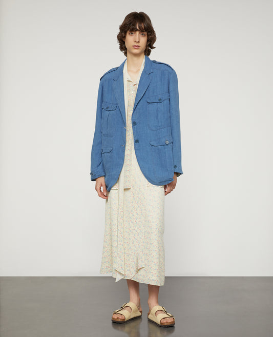 GIACCA IN TELA DI LINO DELAVÈ-DENIM MEDIO-MEDIUM DENIM-DENIM MEDIO-MITTLERER DENIM-DENIM MOYEN