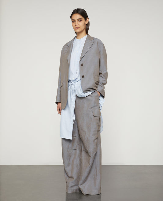 GIACCA IN TELA DI COTONE E LINO-GRIGIO-GREY-GRIS-GRAU-GRIS