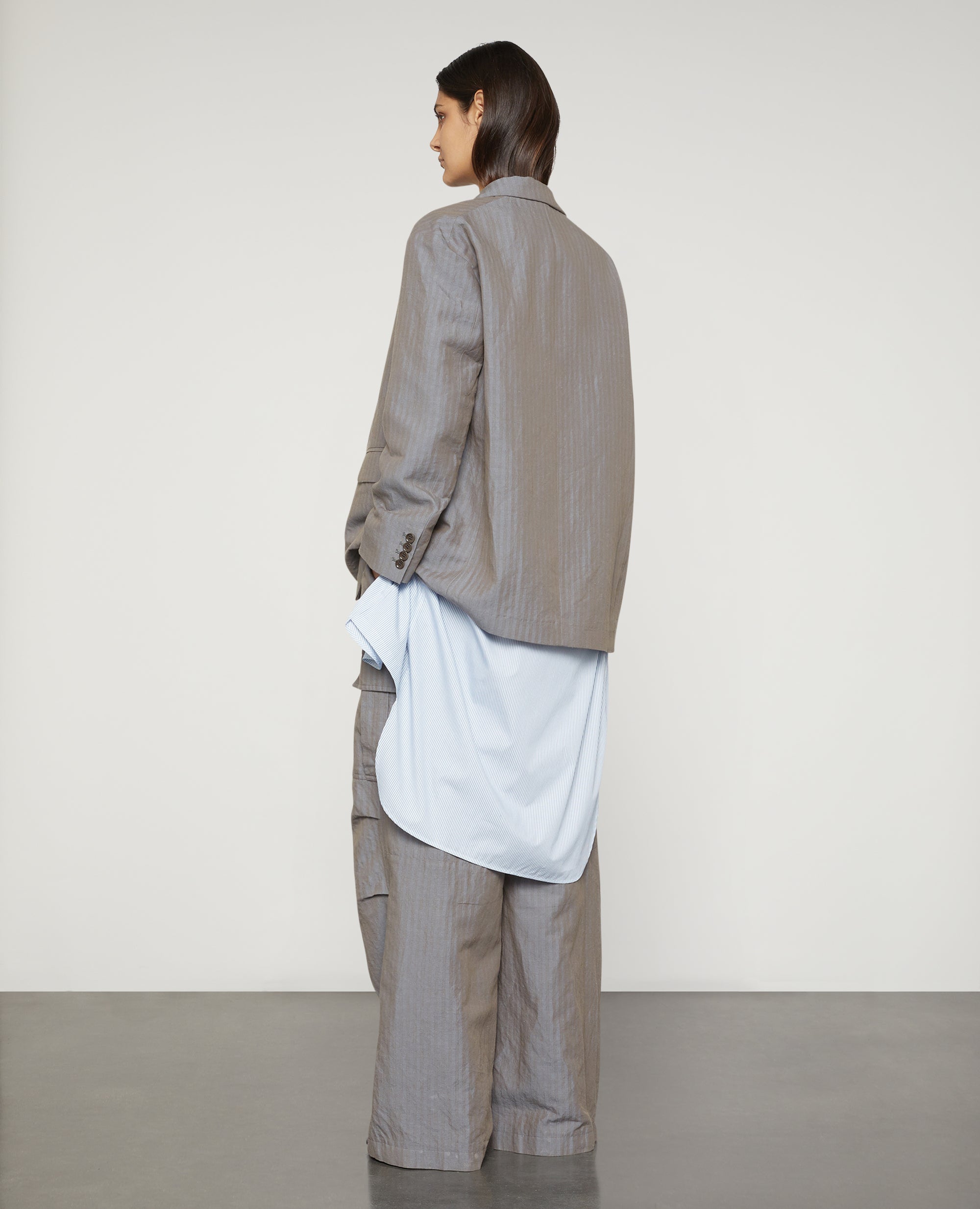 GIACCA IN TELA DI COTONE E LINO-GRIGIO-GREY-GRIS-GRAU-GRIS