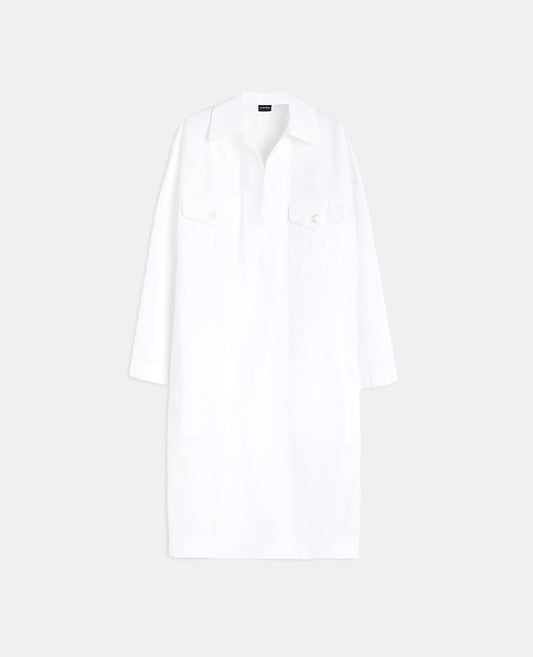 Abito in popeline di cotone-BIANCO-WHITE-BLANCO-WEISS-BLANC