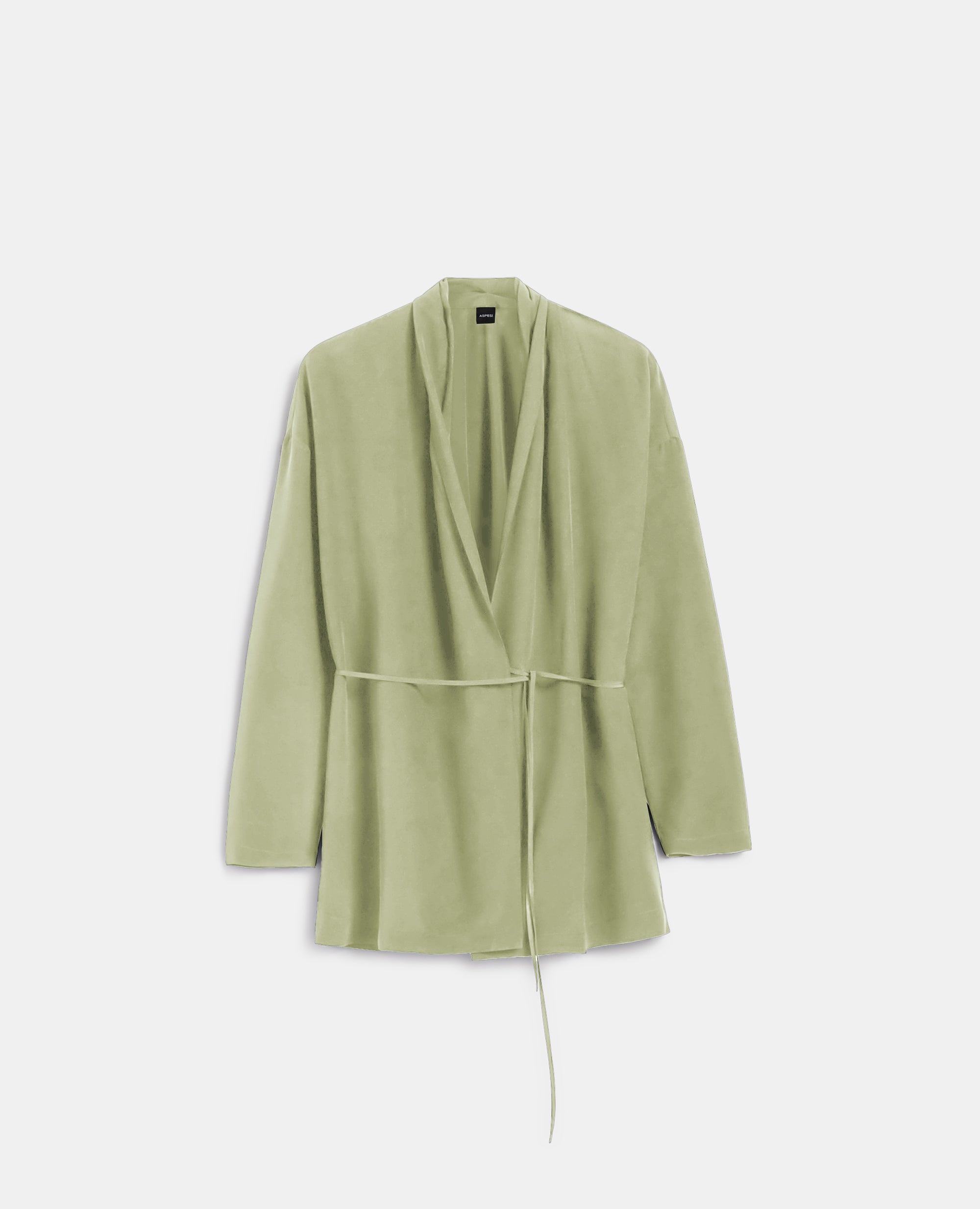 CAMICIA IN SETA CREPE DE CHINE-SALVIA-SAGE GREEN-ARENA-SALBEIGRUN-SAUGE