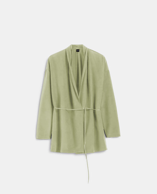 CAMICIA IN SETA CREPE DE CHINE-SALVIA-SAGE GREEN-ARENA-SALBEIGRUN-SAUGE