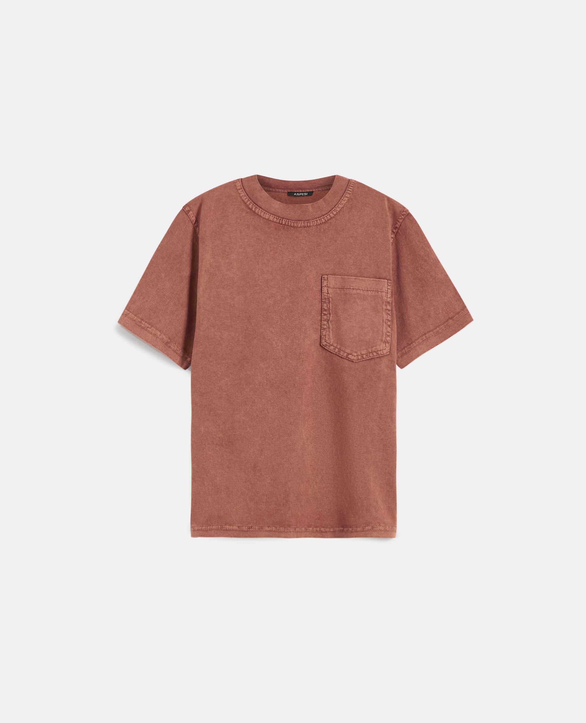 T-shirt in jersey di cotone tinto capo-TABACCO-TOBACCO-TABACO-TABAK-TABAC