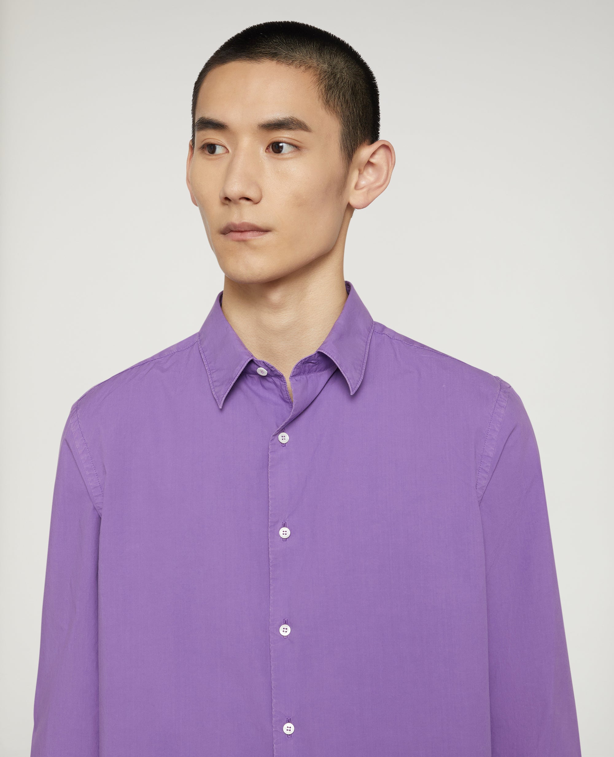 CAMICIA IN POPELINE LEGGERO DI COTONE-VIOLA-PURPLE-MORADO-VIOLETT-VIOLET