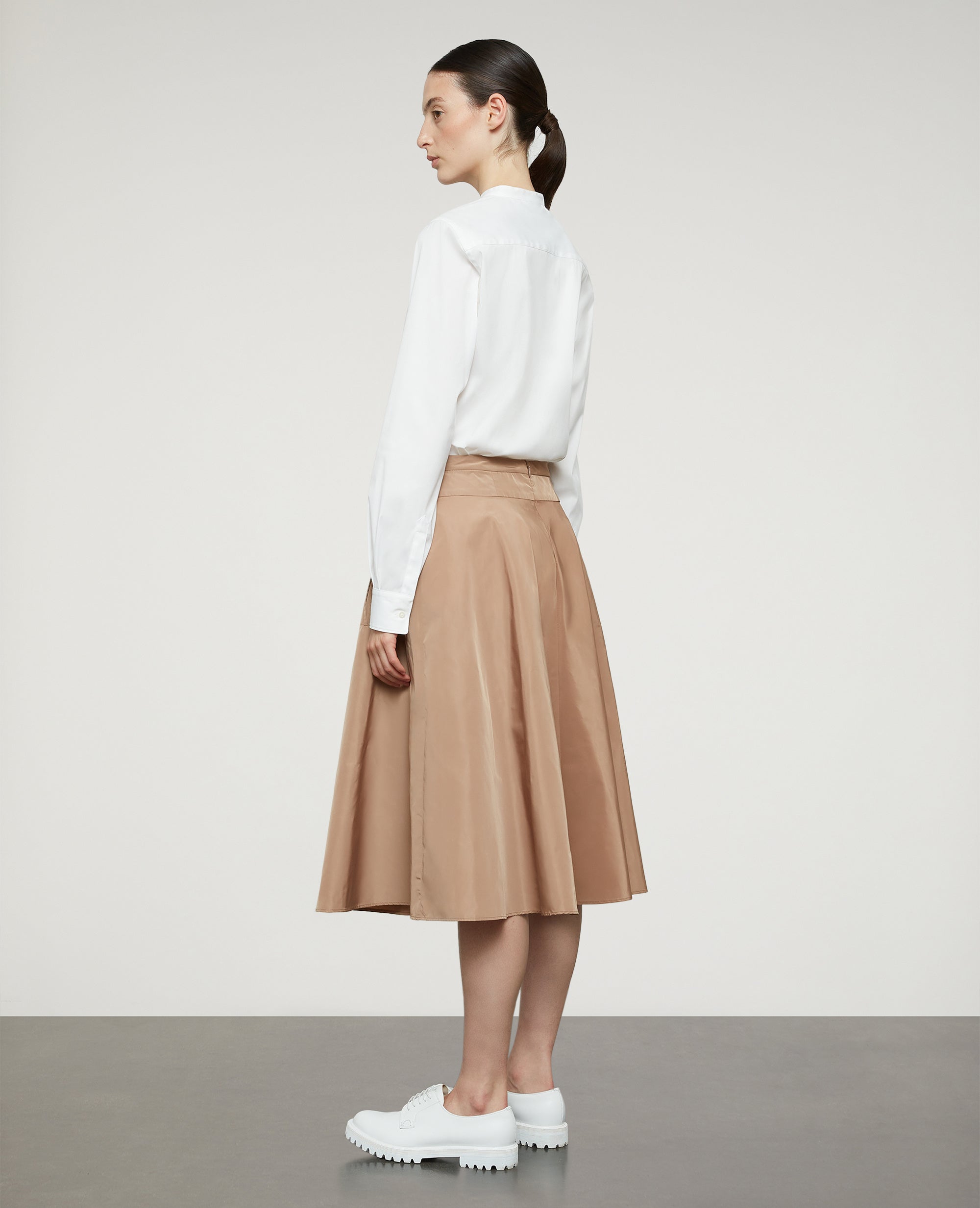 Gonna a ruota in Taffetà-CAMMELLO-CAMEL-CAMELLO-KAMEL-CAMEL