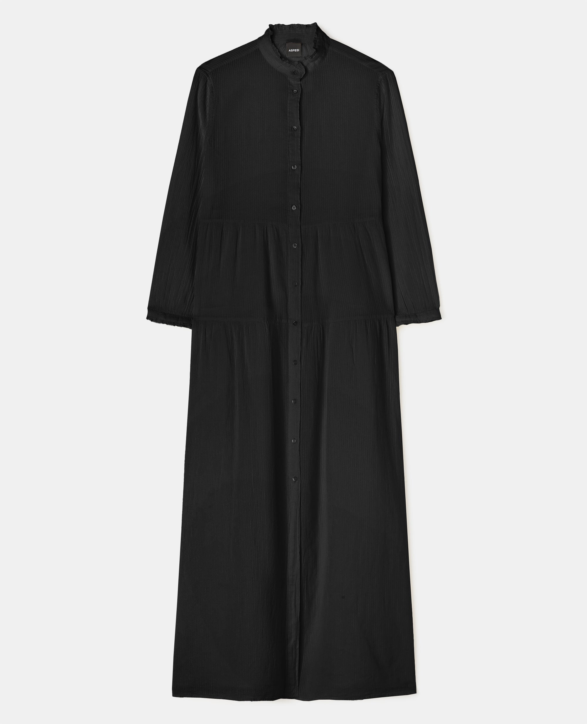 ABITO IN STRIPE TEXTURED MUSLIN-NERO-BLACK-NEGRO-SCHWARZ-NOIR