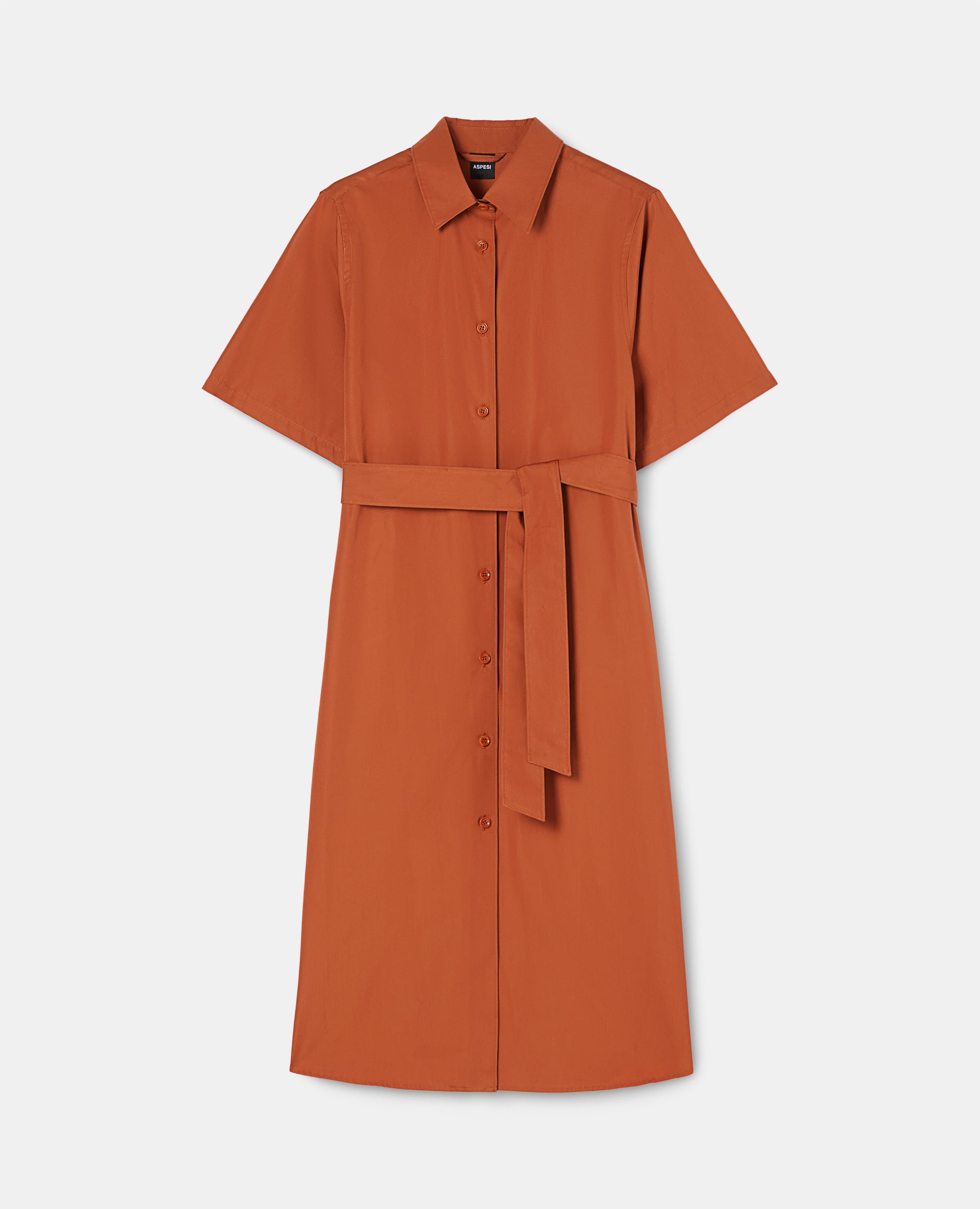 Abito chemisier midi in popeline-RUGGINE-RUST ORANGE-AXIDO-ROSTORANGE-ROUILLE