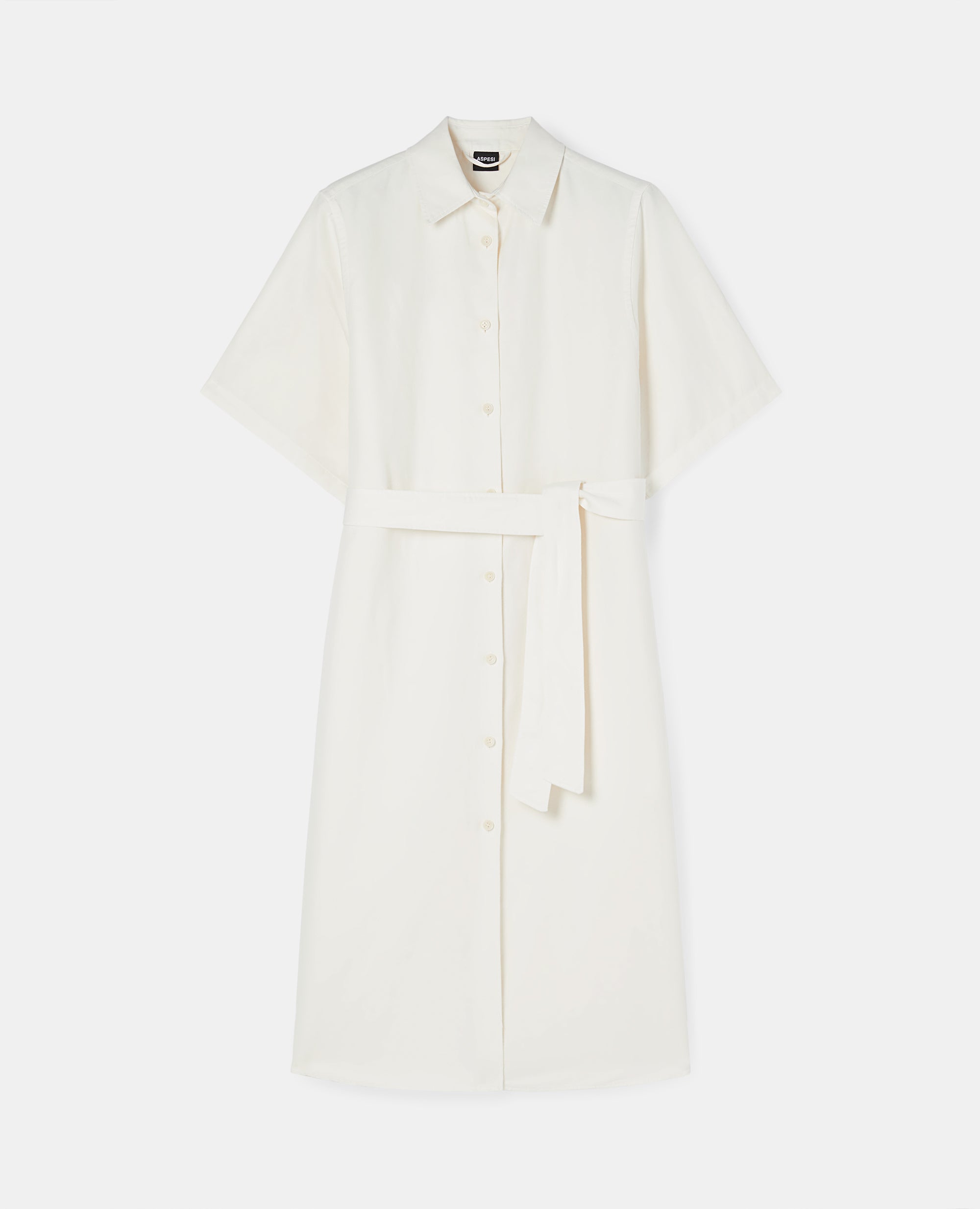 Abito chemisier midi in cotone e lino-DESERTO-DESERTO-DESERTO-DESERTO-DESERTO