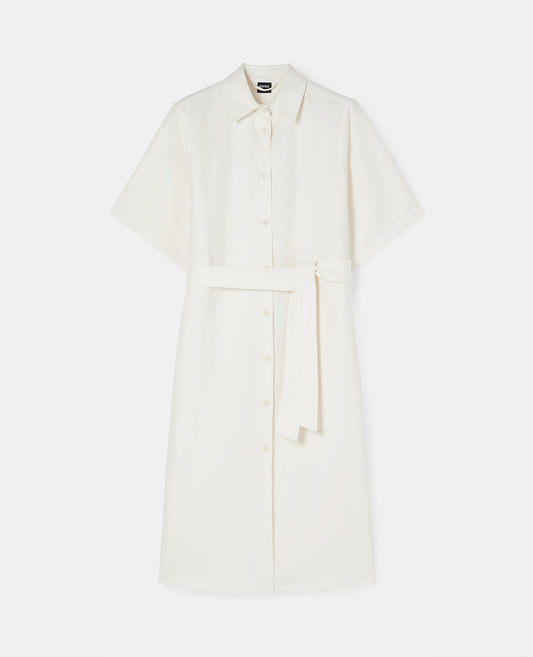 Abito chemisier midi in cotone e lino-DESERTO-DESERTO-DESERTO-DESERTO-DESERTO