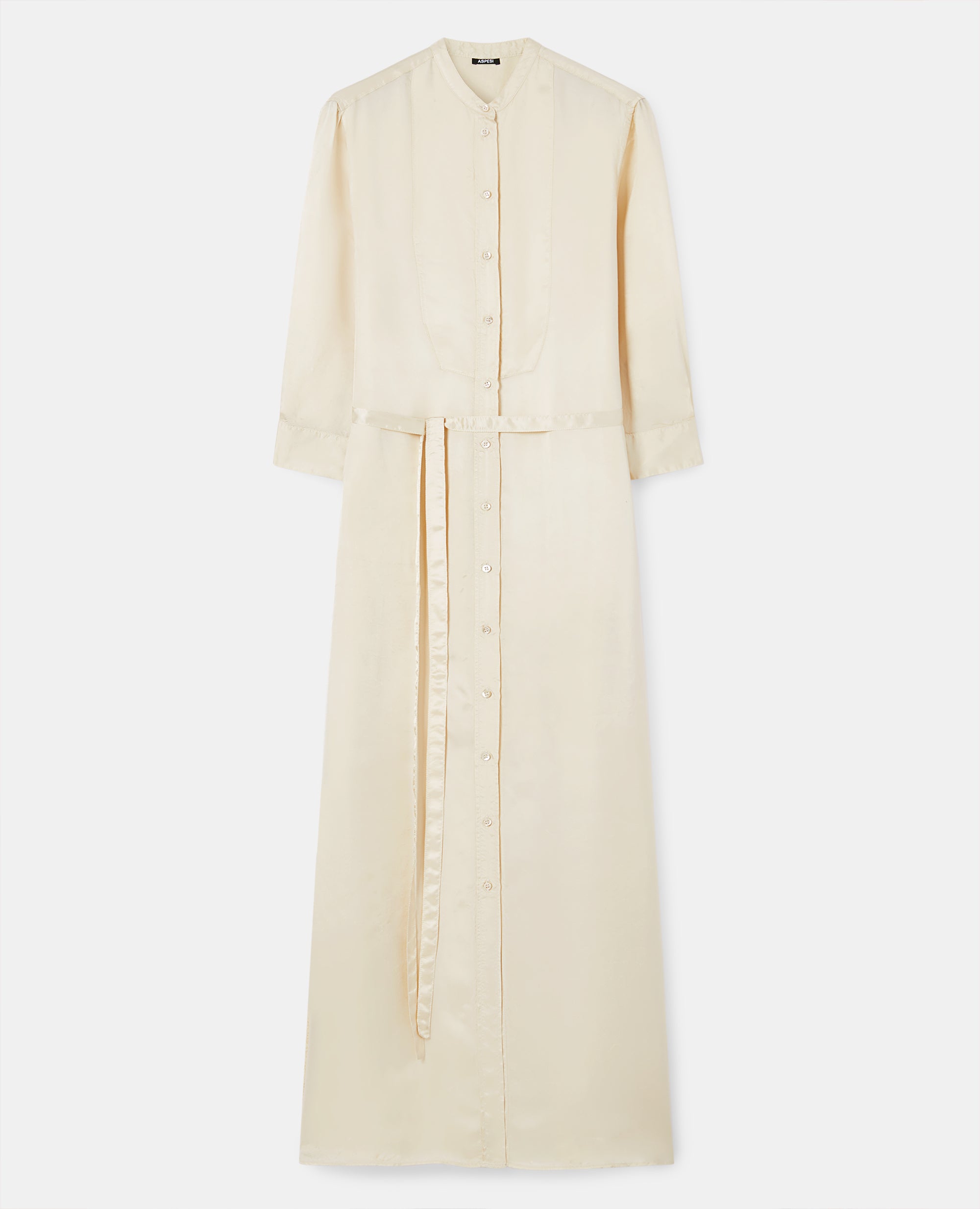 Abito chemisier in viscosa lavata-NATURALE-NATURAL-NATURAL-NATURLICH-NATUREL