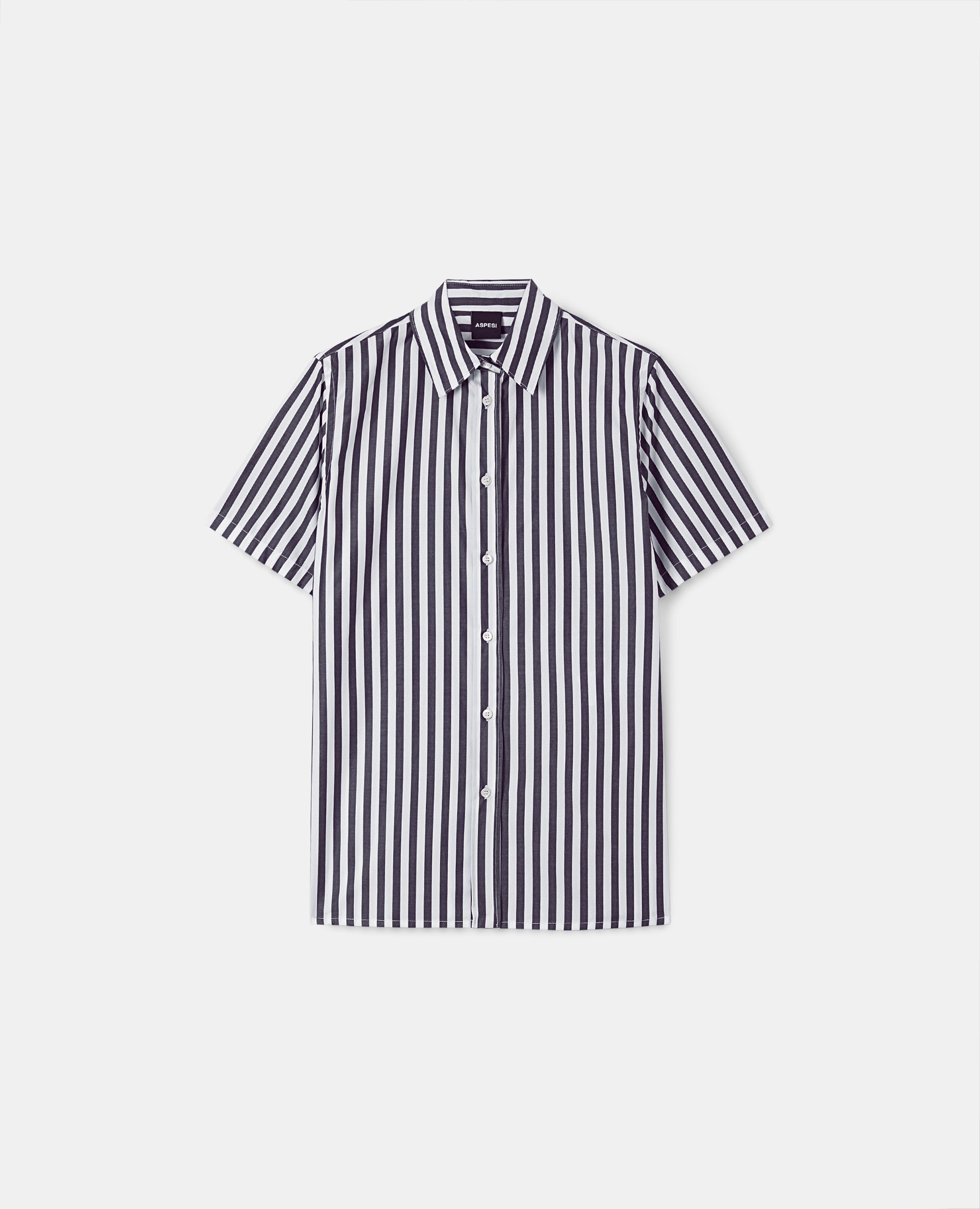 Camicia a maniche corte a righe-RIGA NERA-BLACK STRIPED-RAYA NEGRA-STREIFEN SCHWARZ-RAYURE NOIRE