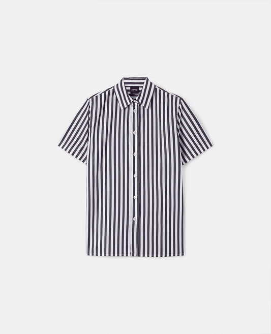 Camicia a maniche corte a righe-RIGA NERA-BLACK STRIPED-RAYA NEGRA-STREIFEN SCHWARZ-RAYURE NOIRE