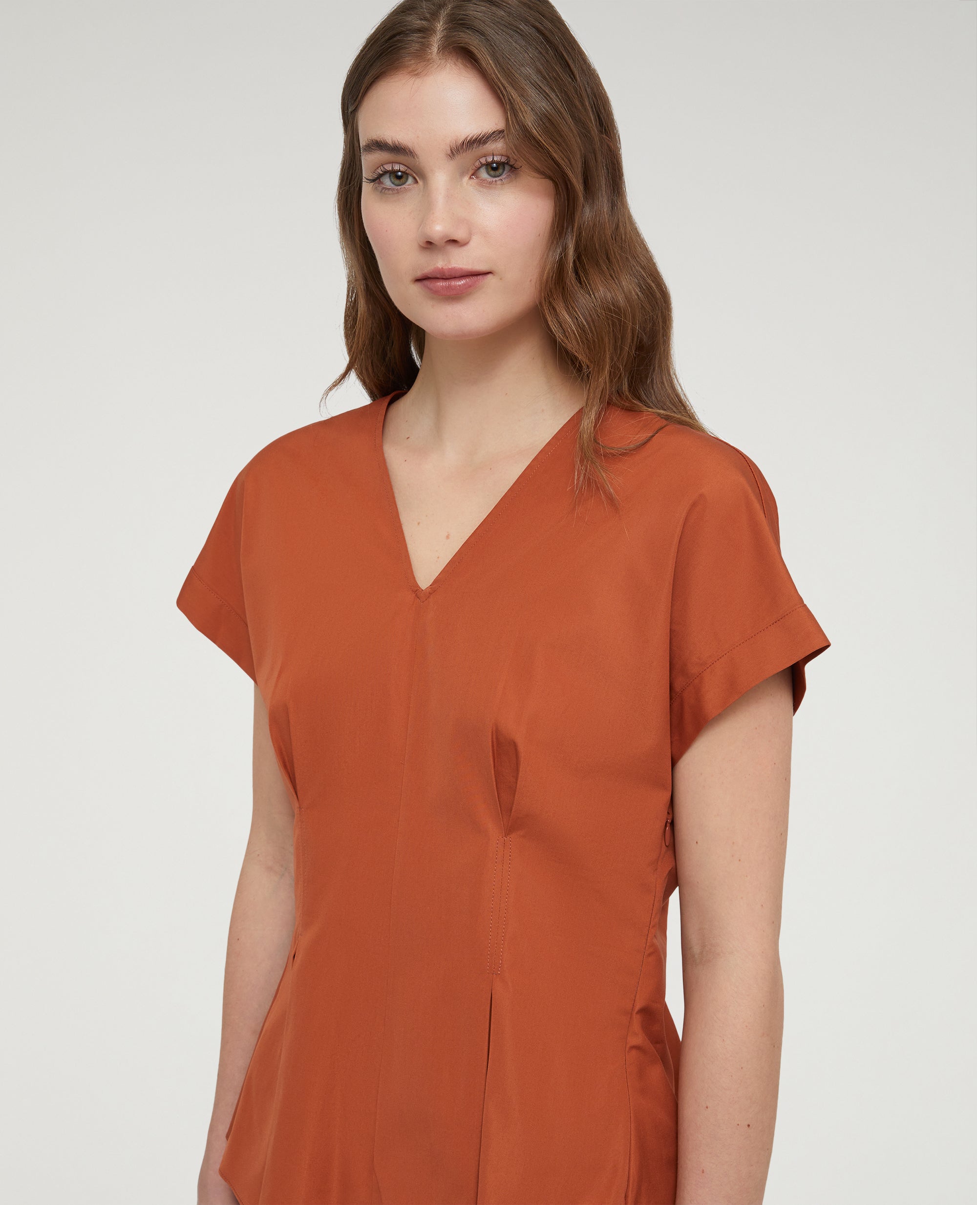 Top in popeline con pences-RUGGINE-RUST ORANGE-AXIDO-ROSTORANGE-ROUILLE
