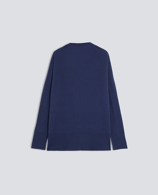 SCOLLO A V IN LANA MERINO-NAVY-NAVY-AZUL MARINO-NAVY-NAVY