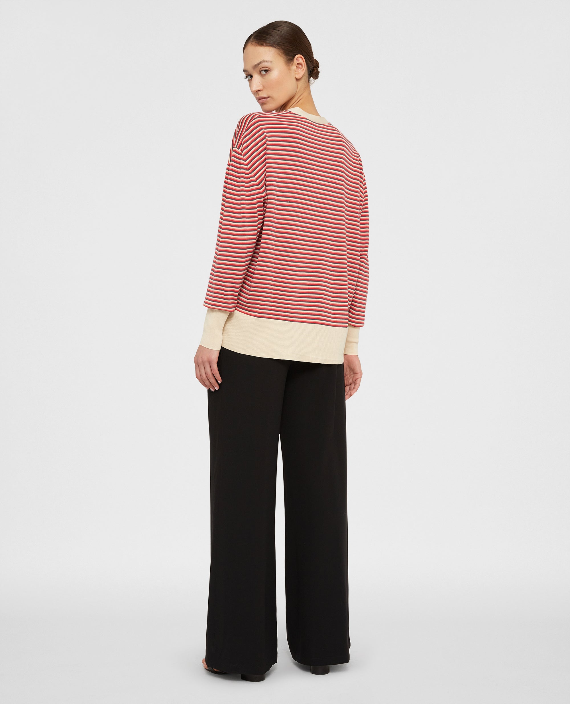 Cardigan a righe con scollo a v-MULTICOLOR-MULTICOLOR-MULTICOLOR-MULTICOLOR-MULTICOLOR