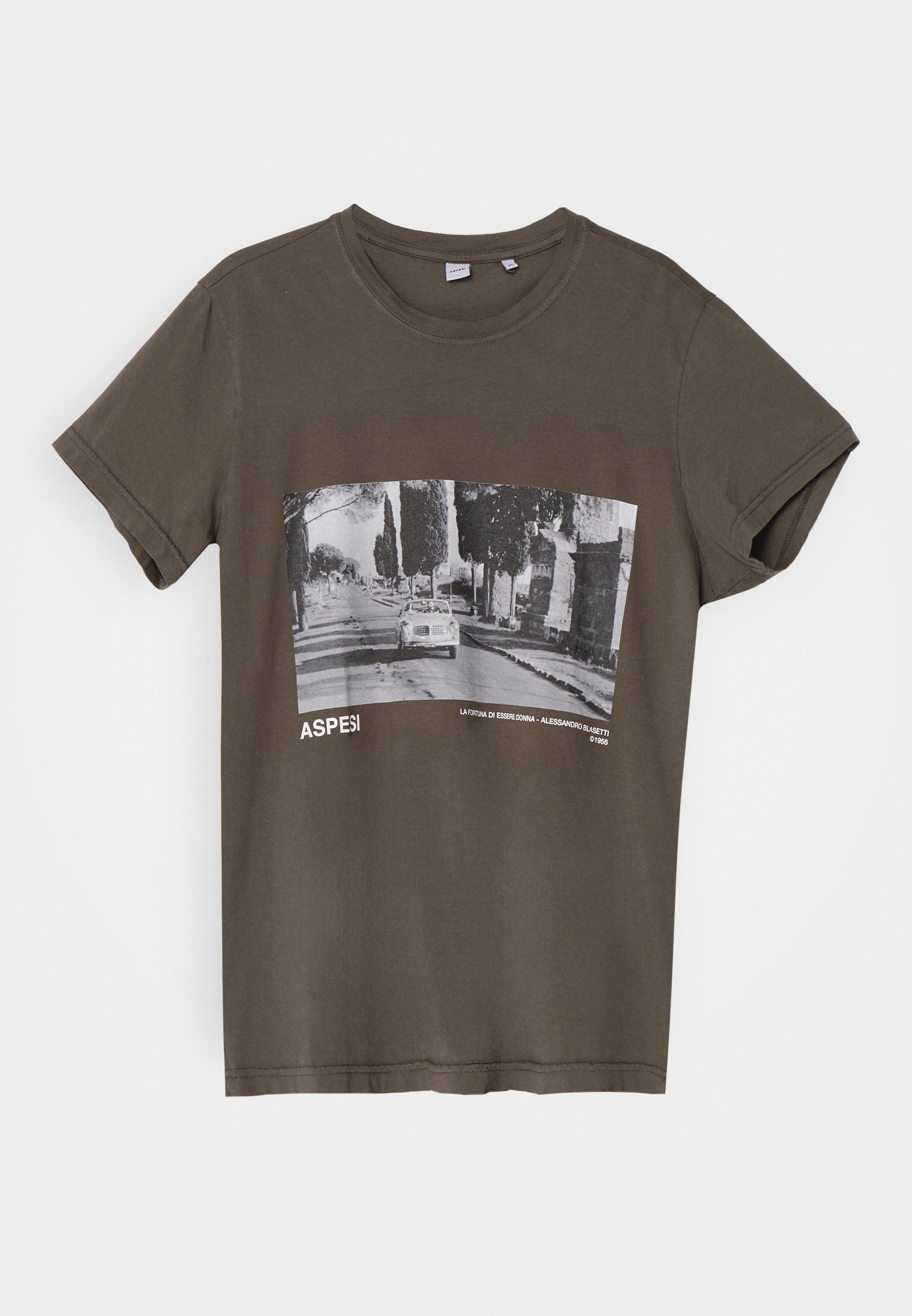 T-SHIRT IN JERSEY DI COTONE-MILITARE-MILITARY-MILITAR-MILITAR-MILITAIRE