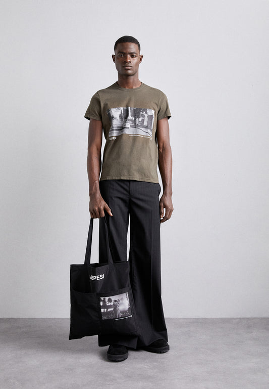 T-SHIRT IN JERSEY DI COTONE-MILITARE-MILITARY-MILITAR-MILITAR-MILITAIRE