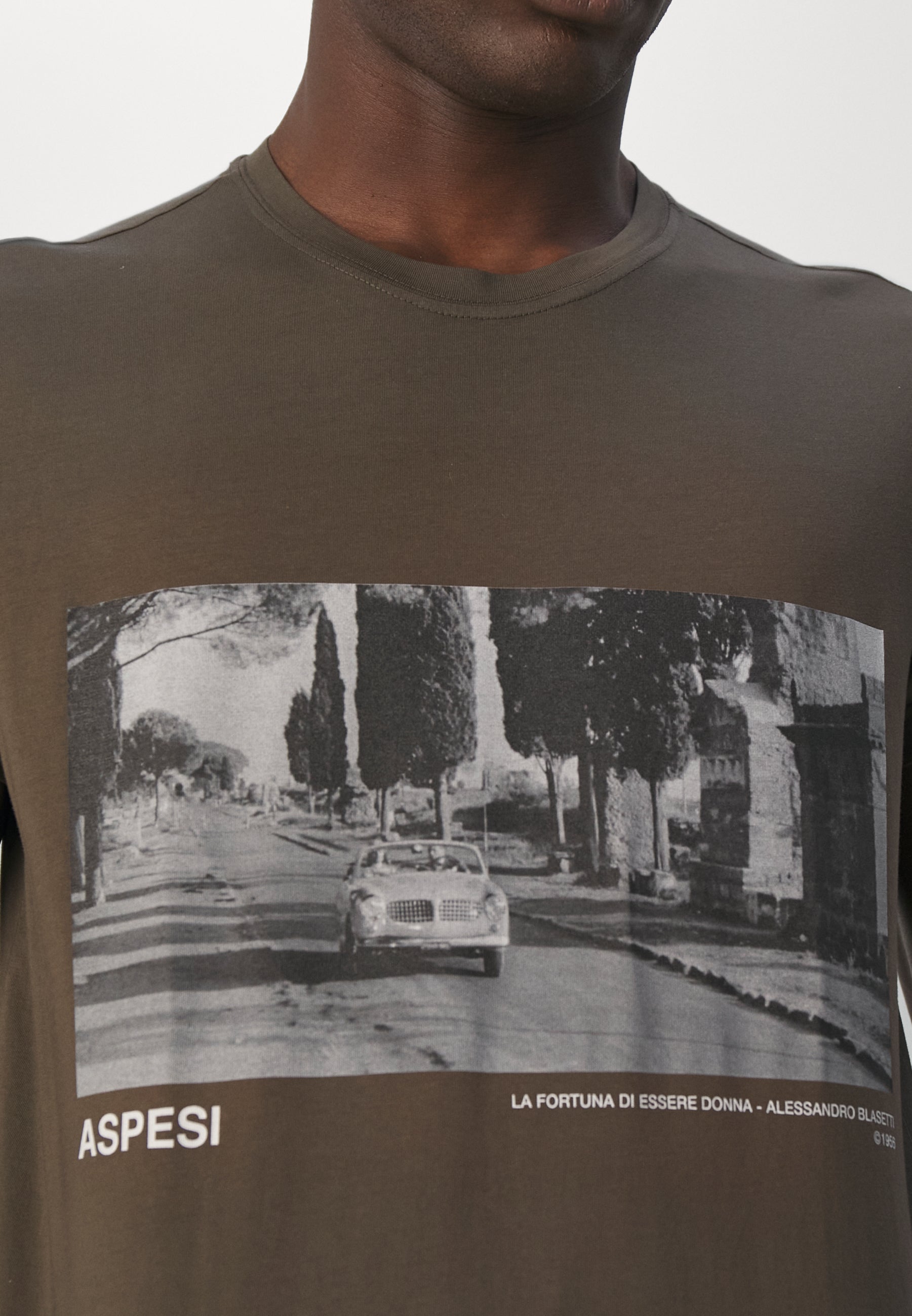 T-SHIRT IN JERSEY DI COTONE-MILITARE-MILITARY-MILITAR-MILITAR-MILITAIRE