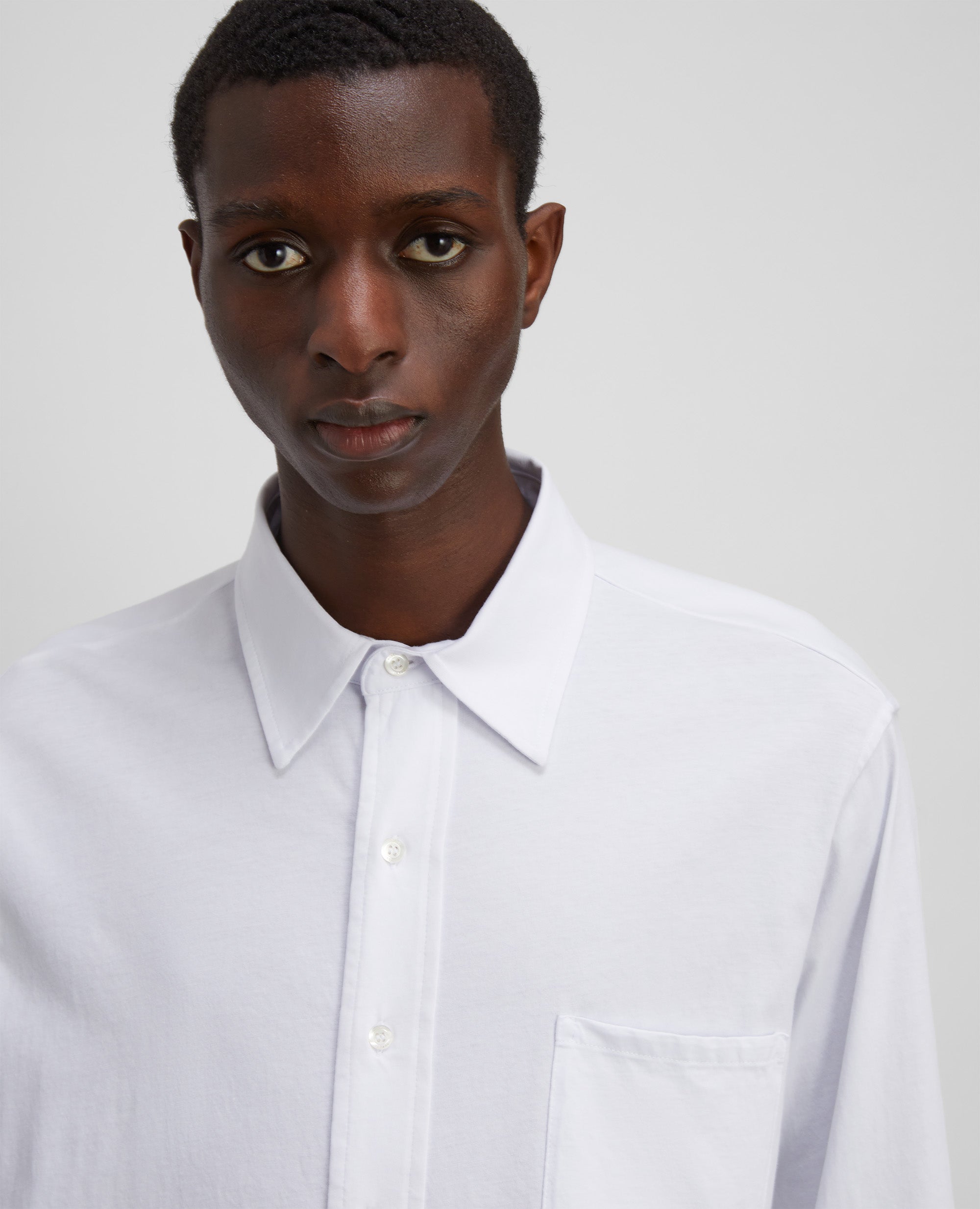 CAMICIA IN JERSEY DI COTONE-BIANCO-WHITE-BLANCO-WEISS-BLANC