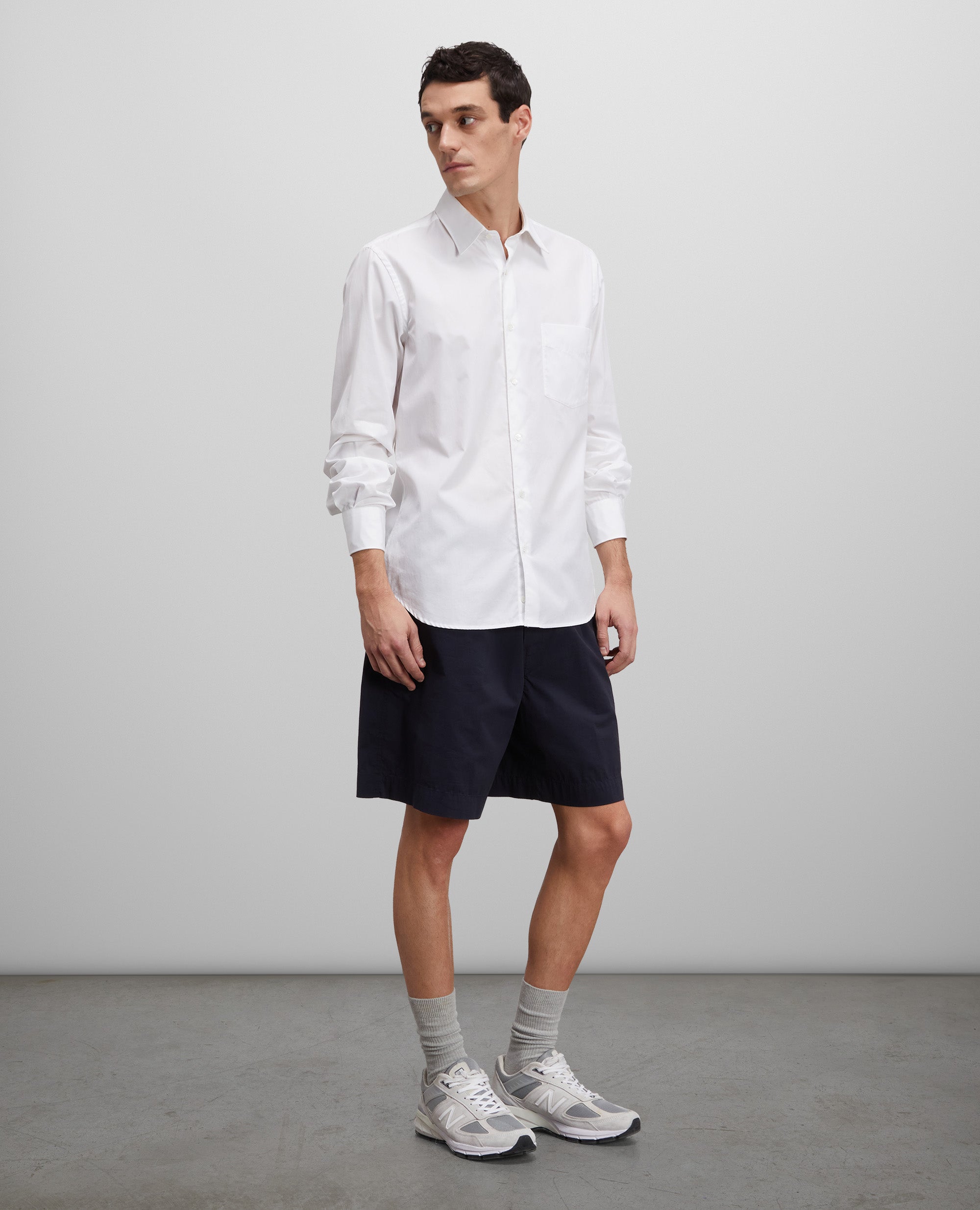 CAMICIA IN POPELINE DI COTONE-BIANCO-WHITE-BLANCO-WEISS-BLANC