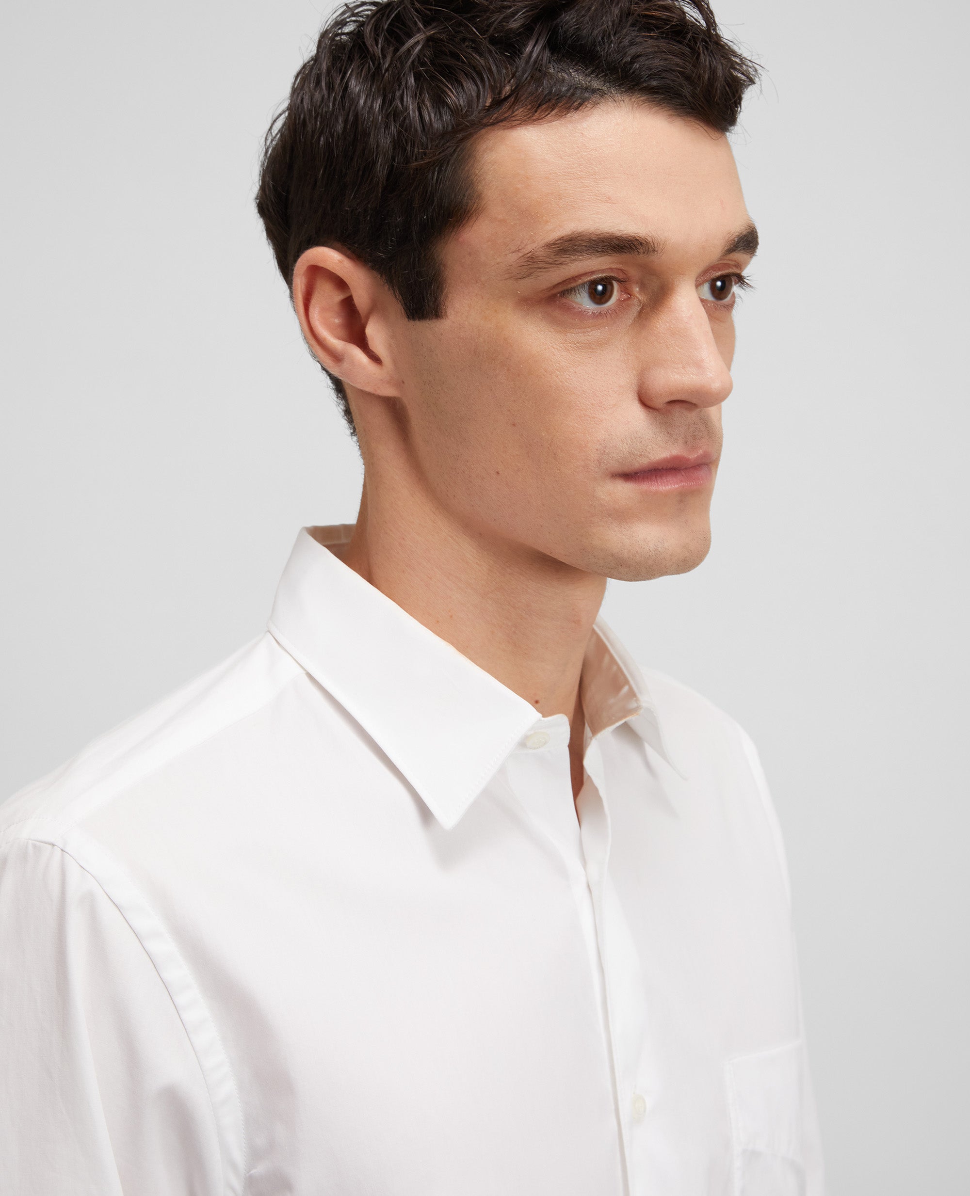 CAMICIA IN POPELINE DI COTONE-BIANCO-WHITE-BLANCO-WEISS-BLANC