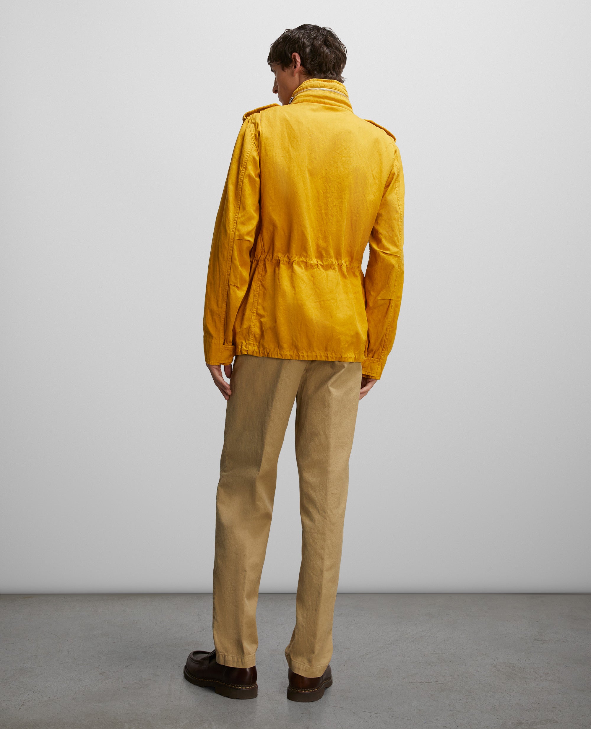 GIUBBOTTO MINI FIELD IN TELA DI COTONE E LINO-GIALLO-YELLOW-AMARILLO-GELB-JAUNE