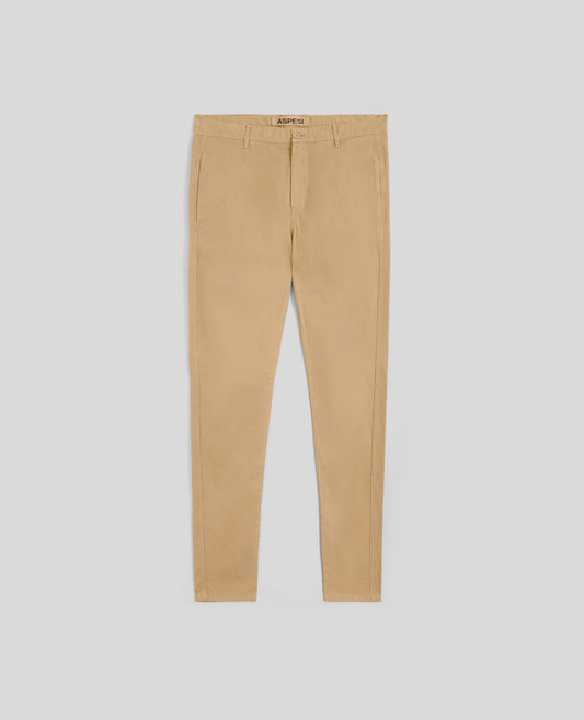 PANTALONE CHINO IN GABARDINA DI COTONE-SABBIA-SAND-ARENA-SAND-SABLE