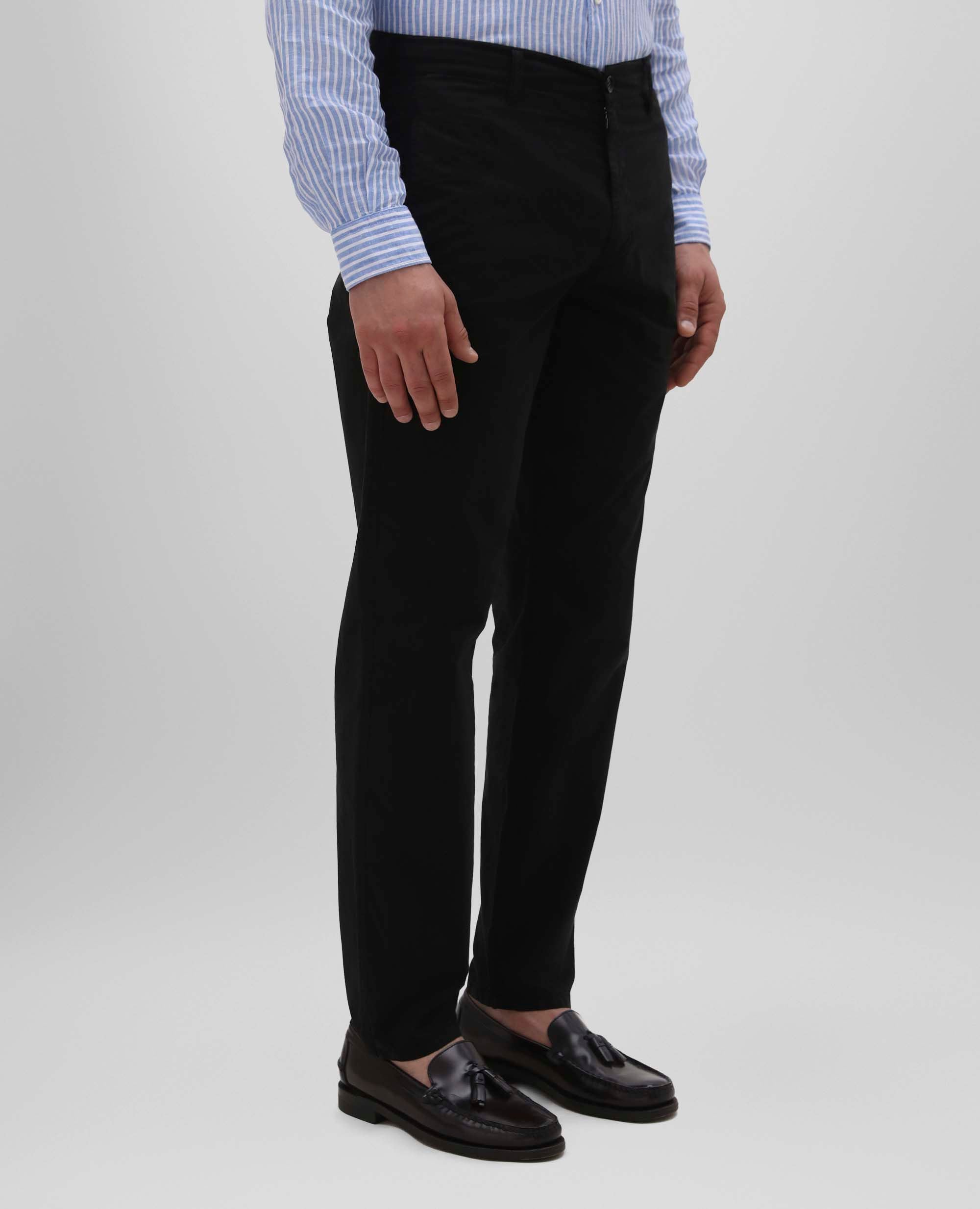 PANTALONE CHINO IN POPELINE DI COTONE-NERO-BLACK-NEGRO-SCHWARZ-NOIR