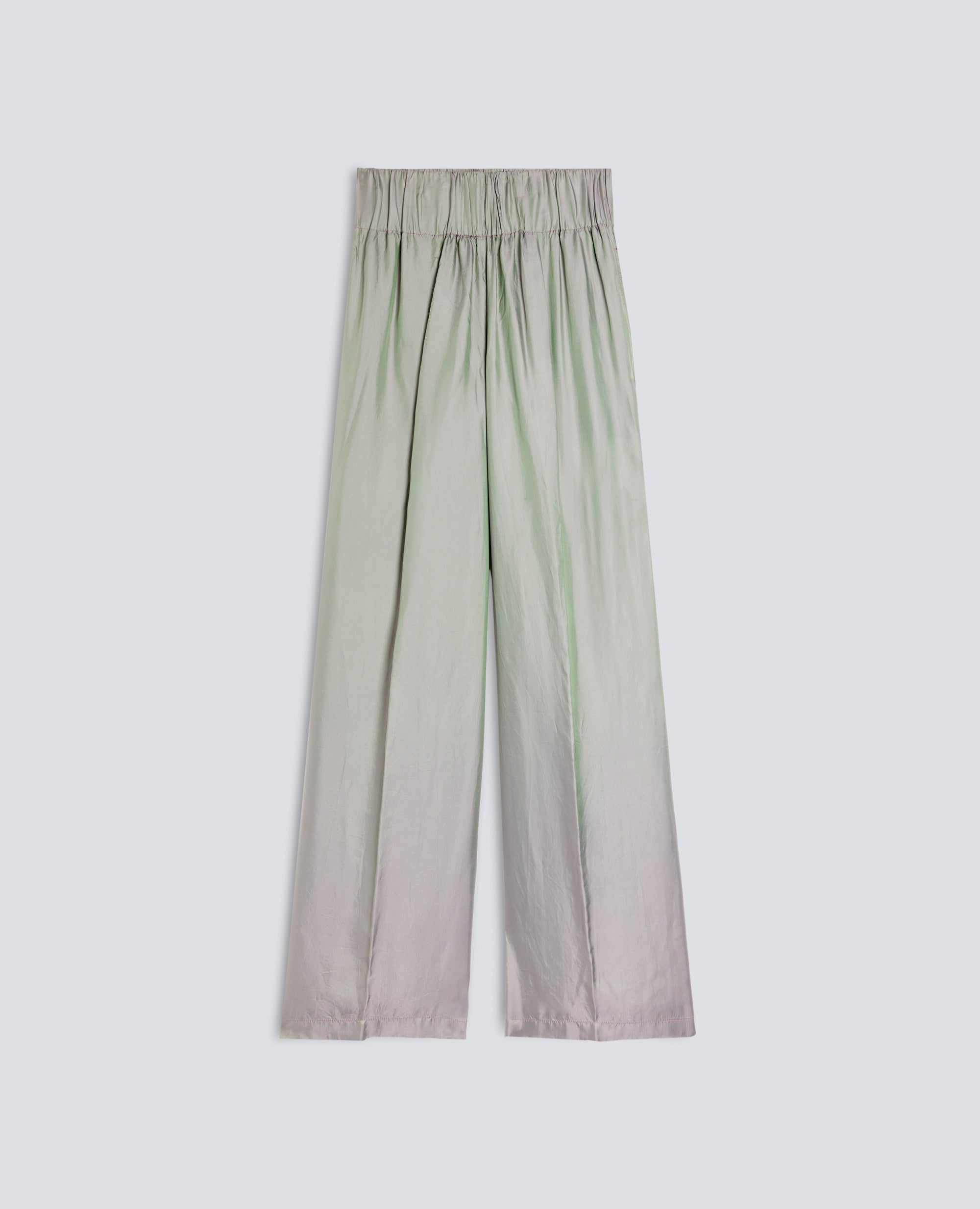 PANTALONE IN SAGLIA ACETATO VISCOSA CANGIANTE-VERDE-GREEN-VERDE-GRUN-VERT